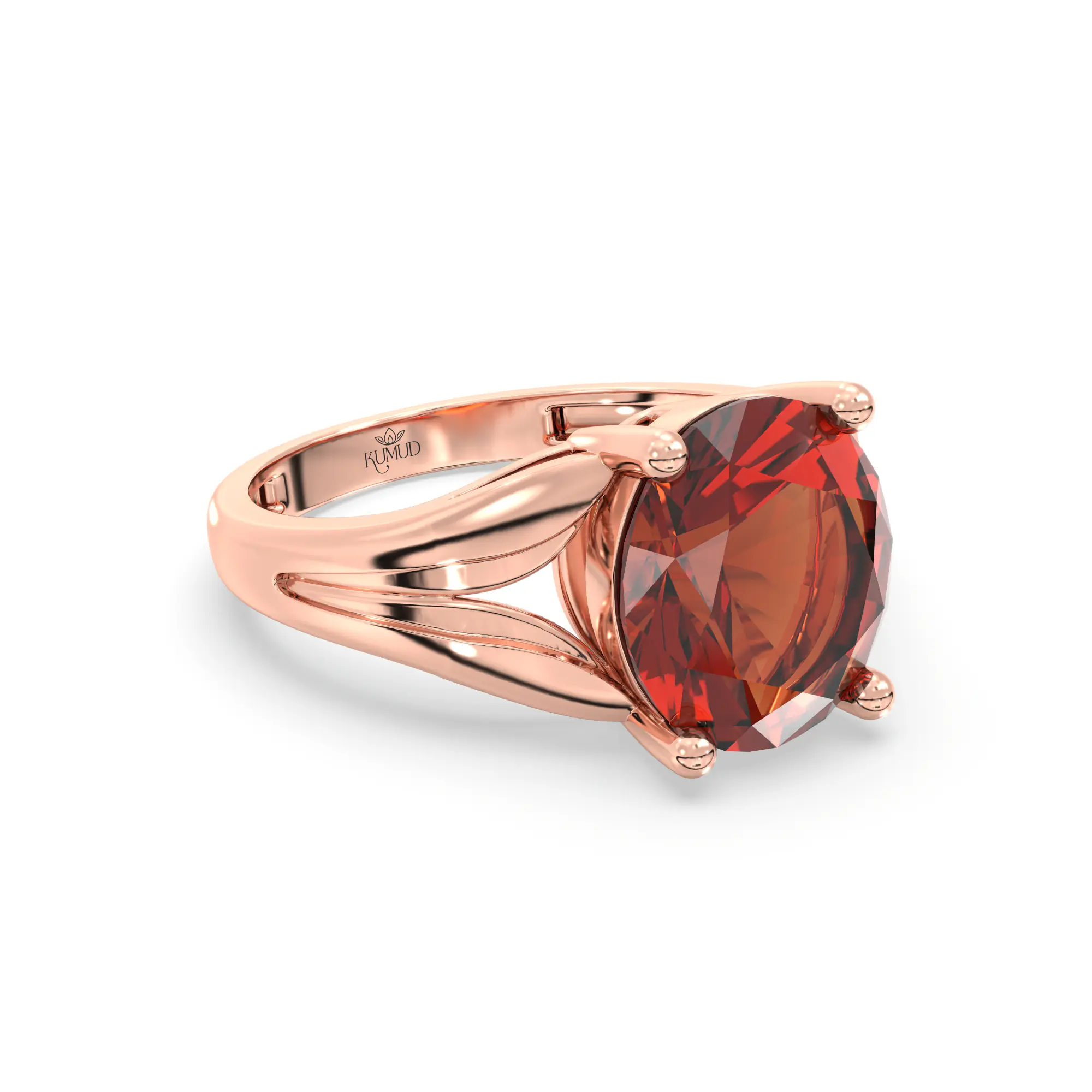 Hessonite (Gomed) Ring for Women in 18K Rose Gold – Oval 9x8 mm, Prong Setting, 4 g (Design K17A-28) thumbnail