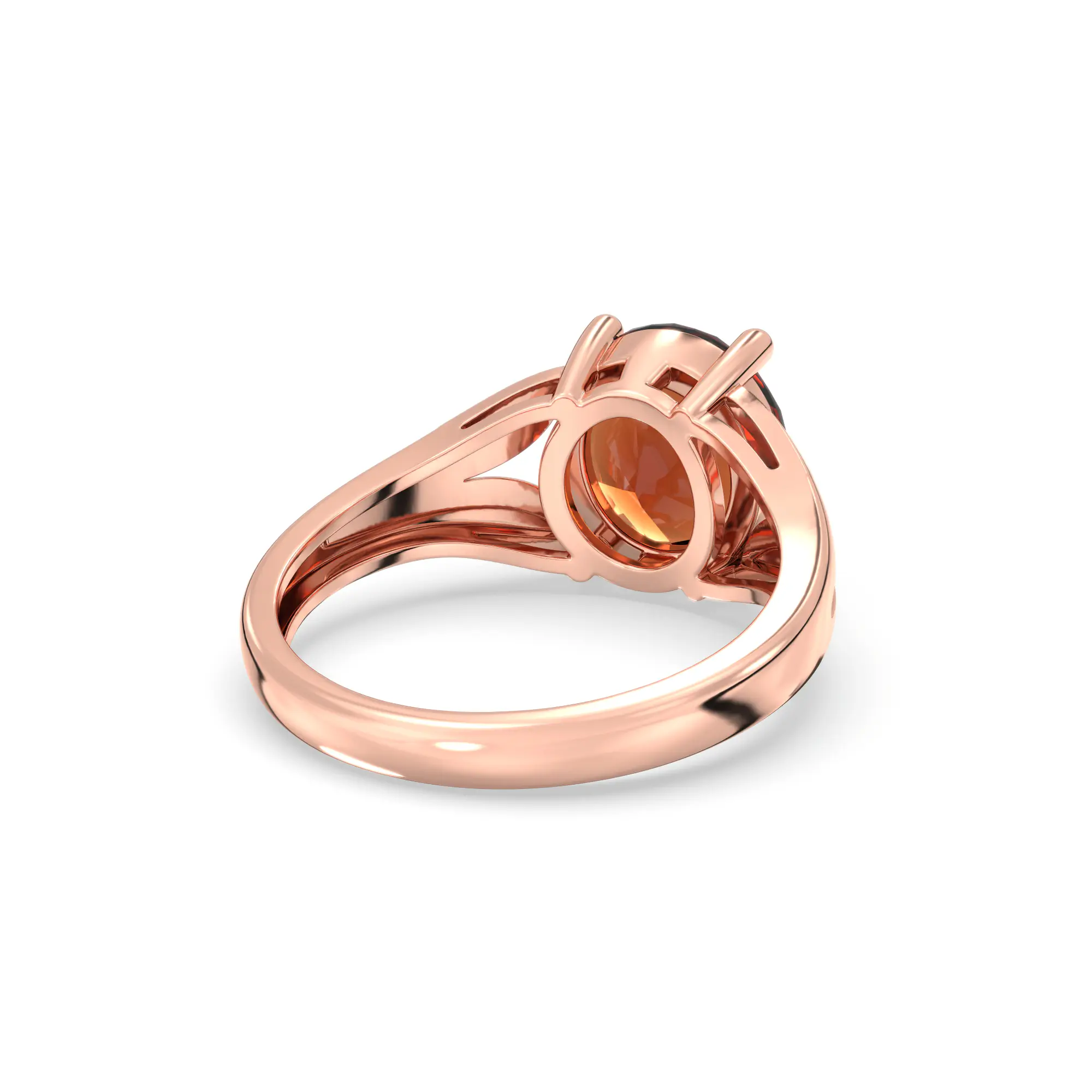 Hessonite (Gomed) Ring for Women in 18K Rose Gold – Oval 9x8 mm, Prong Setting, 4 g (Design K17A-28) thumbnail