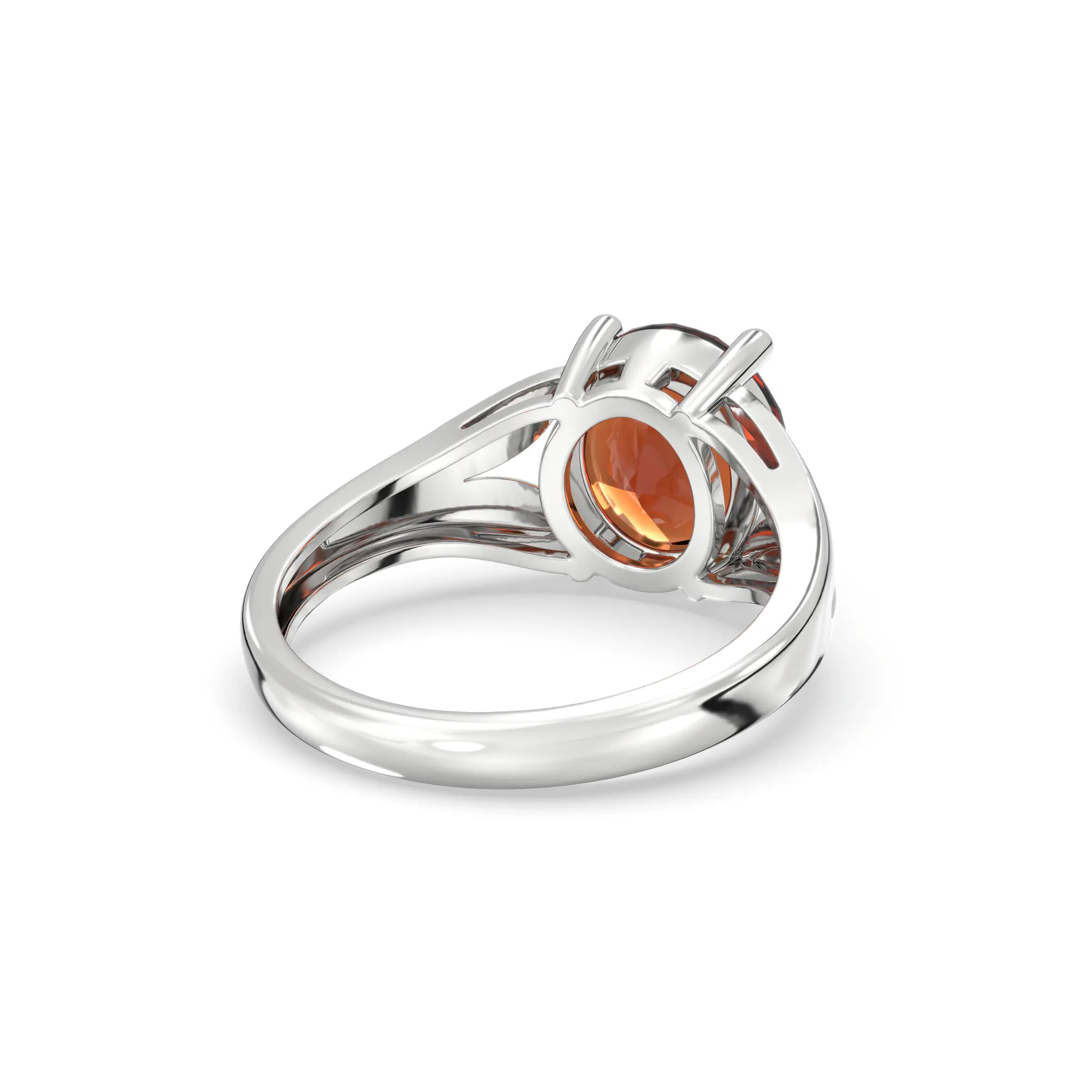 Hessonite (Gomed) Ring for Women in 18K White Gold – Oval 9x8 mm, Prong Setting, 4 g (Design K17A-28) thumbnail