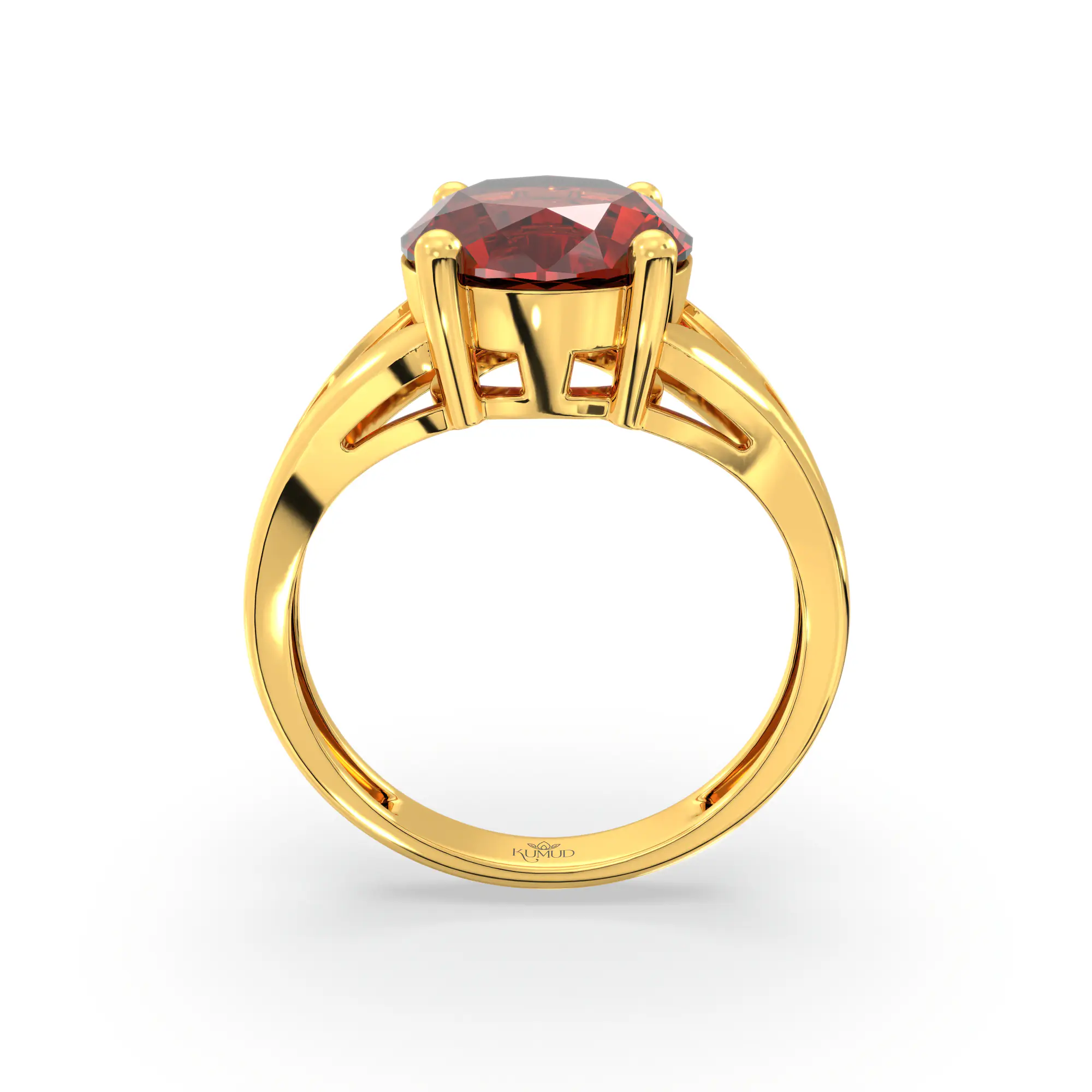 Hessonite (Gomed) Ring for Women in 22K Yellow Gold – Oval 9x8 mm, Prong Setting, 4 g (Design K17A-28) thumbnail