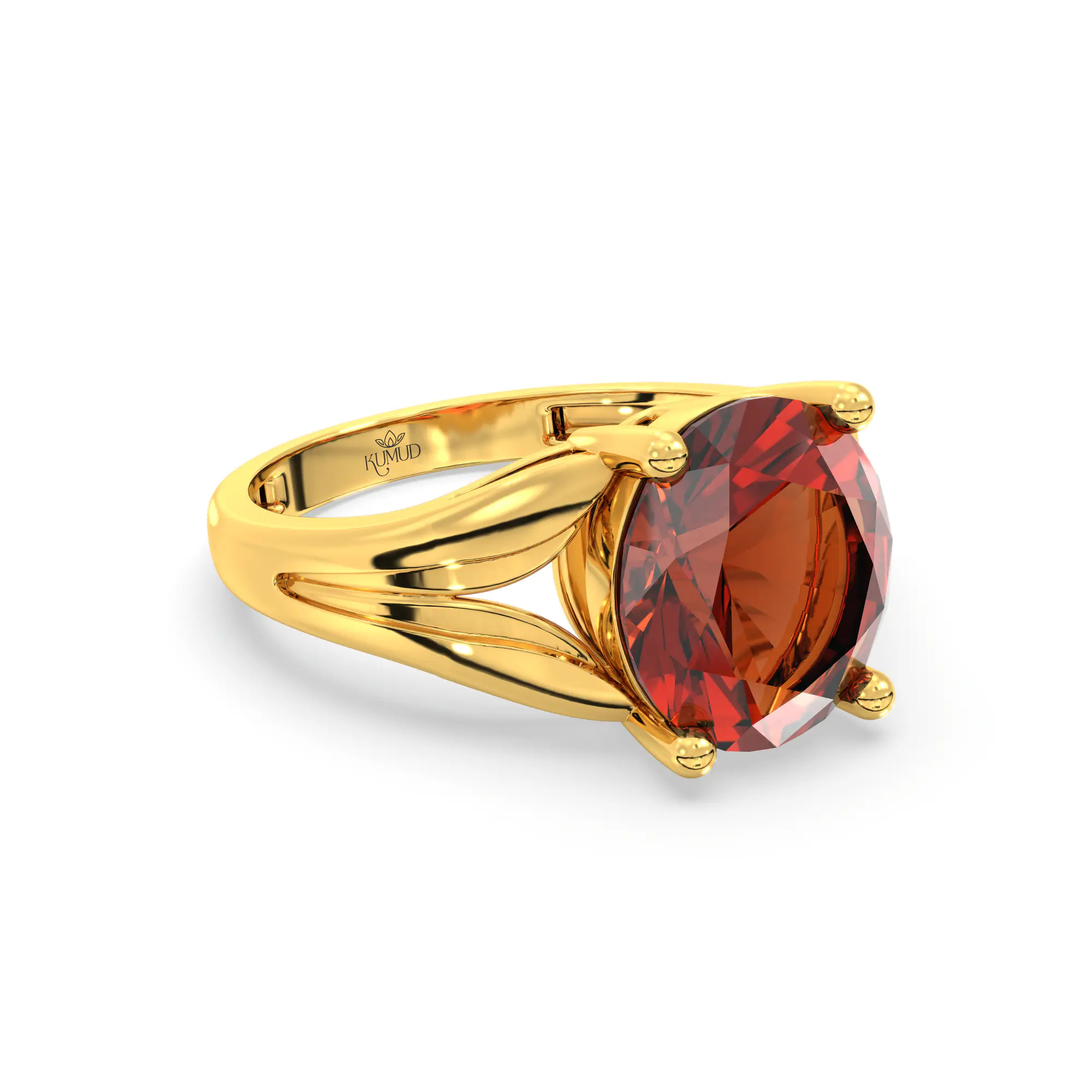 Hessonite (Gomed) Ring for Women in 22K Yellow Gold – Oval 9x8 mm, Prong Setting, 4 g (Design K17A-28) thumbnail