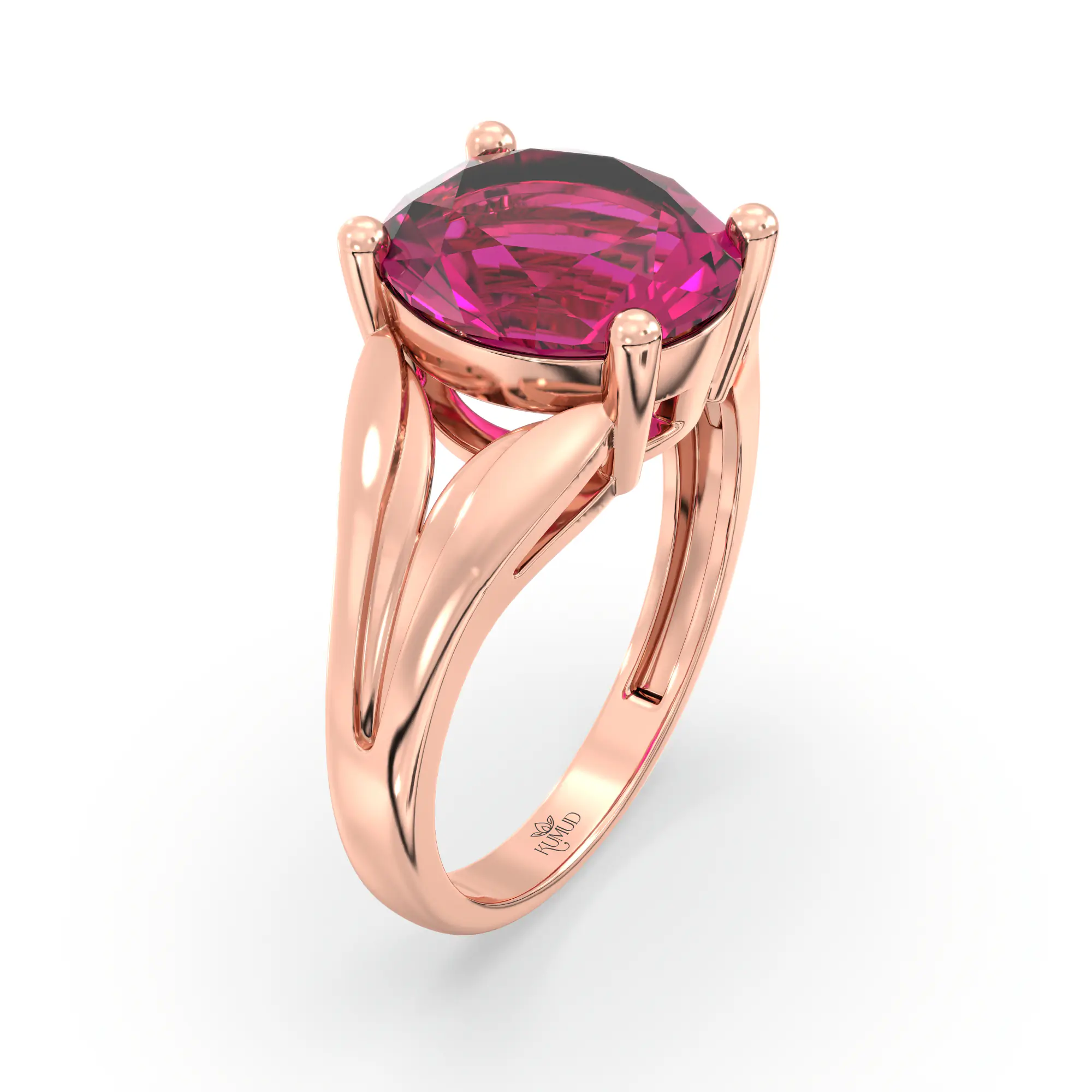 Ruby (Manik) Ring for Women in 18K Rose Gold – Oval 9x8 mm, Prong Setting, 4 g (Design K17A-28) thumbnail