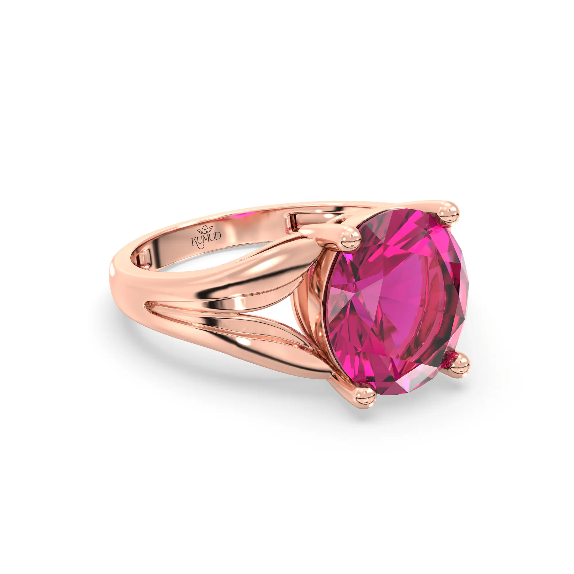 Ruby (Manik) Ring for Women in 18K Rose Gold – Oval 9x8 mm, Prong Setting, 4 g (Design K17A-28) thumbnail