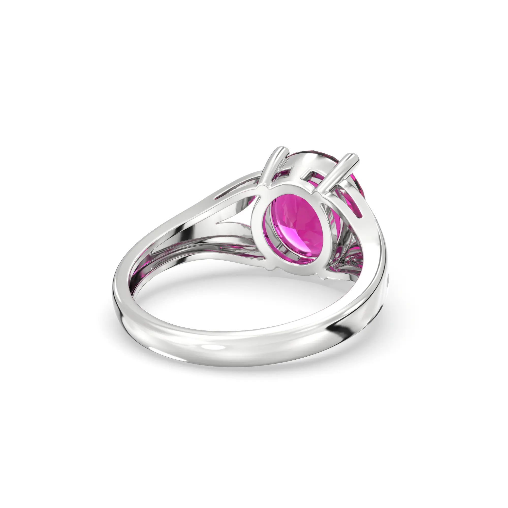 Ruby (Manik) Ring for Women in 18K White Gold – Oval 9x8 mm, Prong Setting, 4 g (Design K17A-28) thumbnail