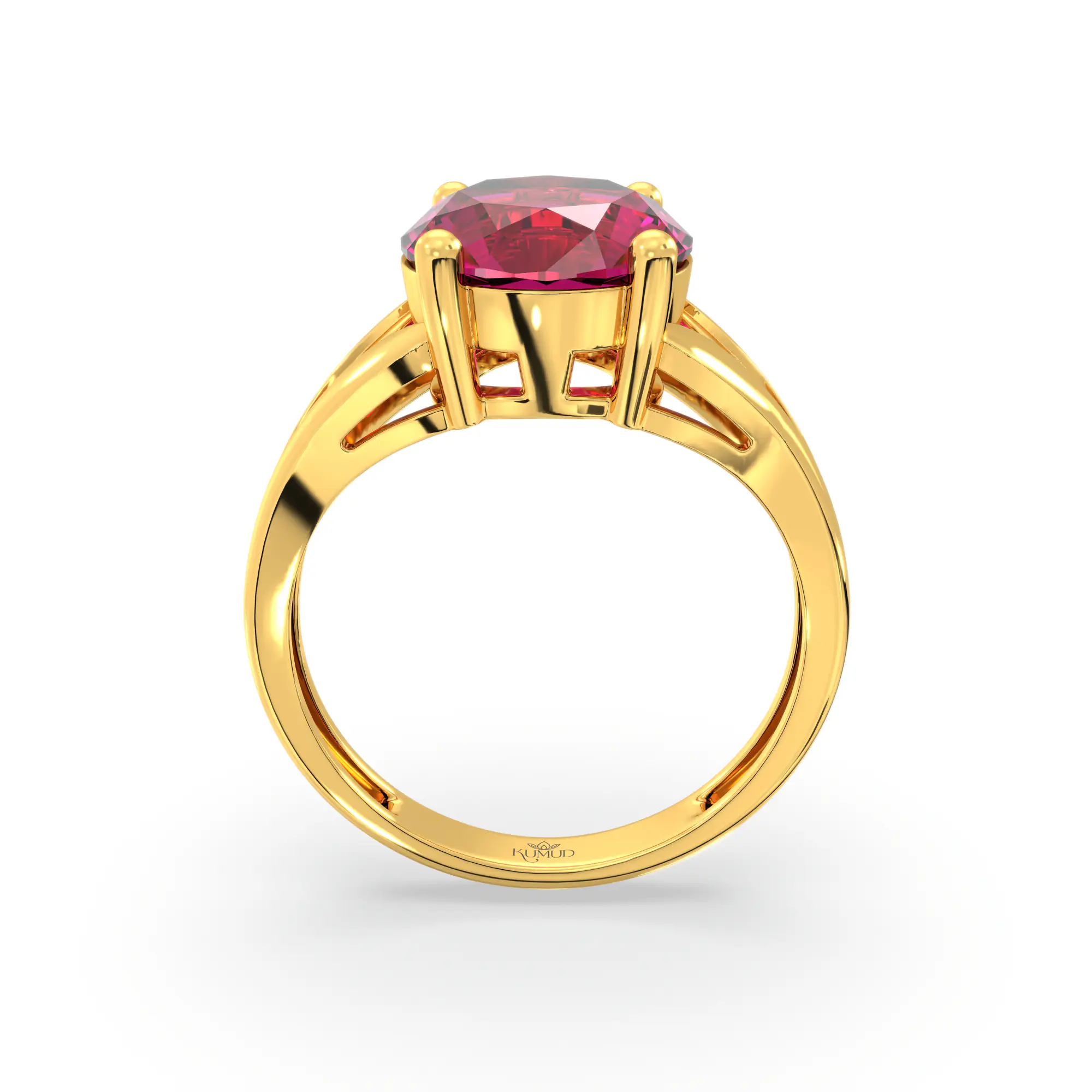 Ruby (Manik) Ring for Women in 22K Yellow Gold – Oval 9x8 mm, Prong Setting, 4 g (Design K17A-28) thumbnail