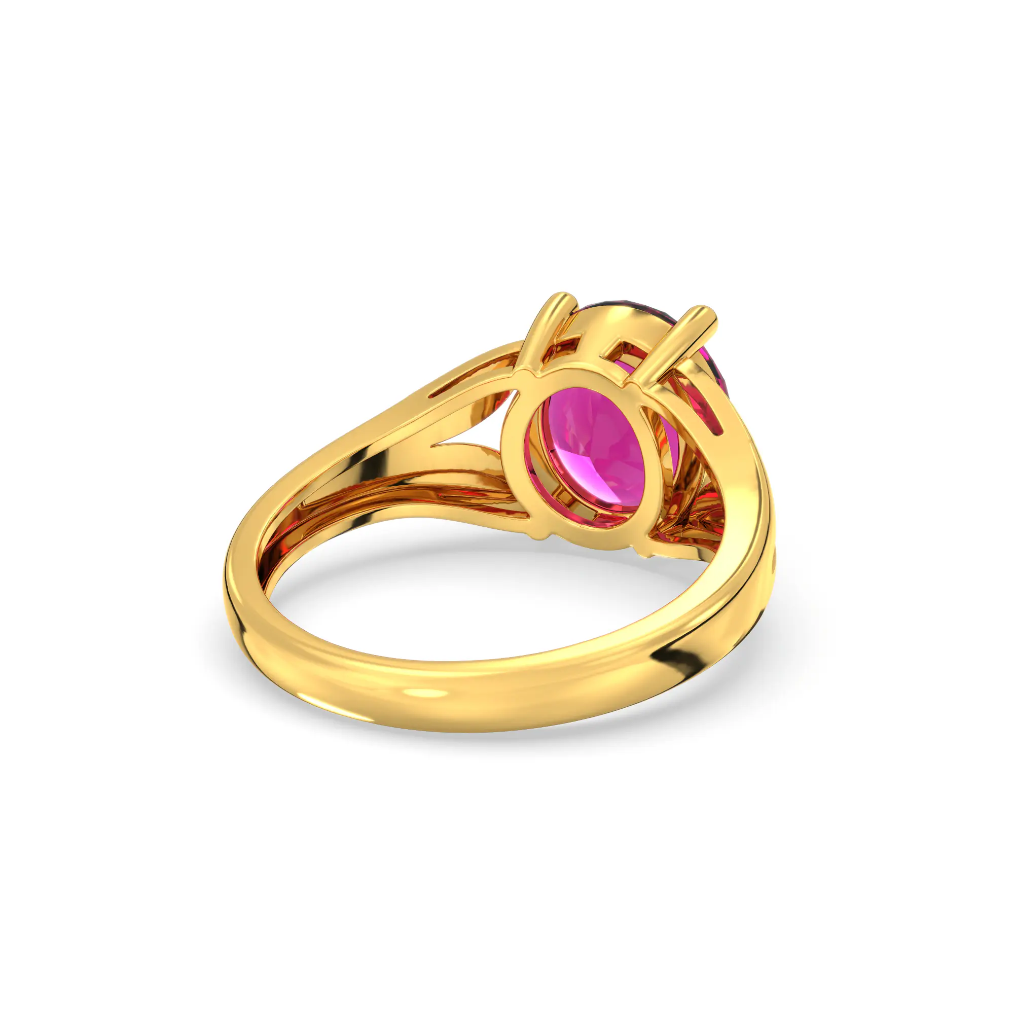 Ruby (Manik) Ring for Women in 22K Yellow Gold – Oval 9x8 mm, Prong Setting, 4 g (Design K17A-28) thumbnail
