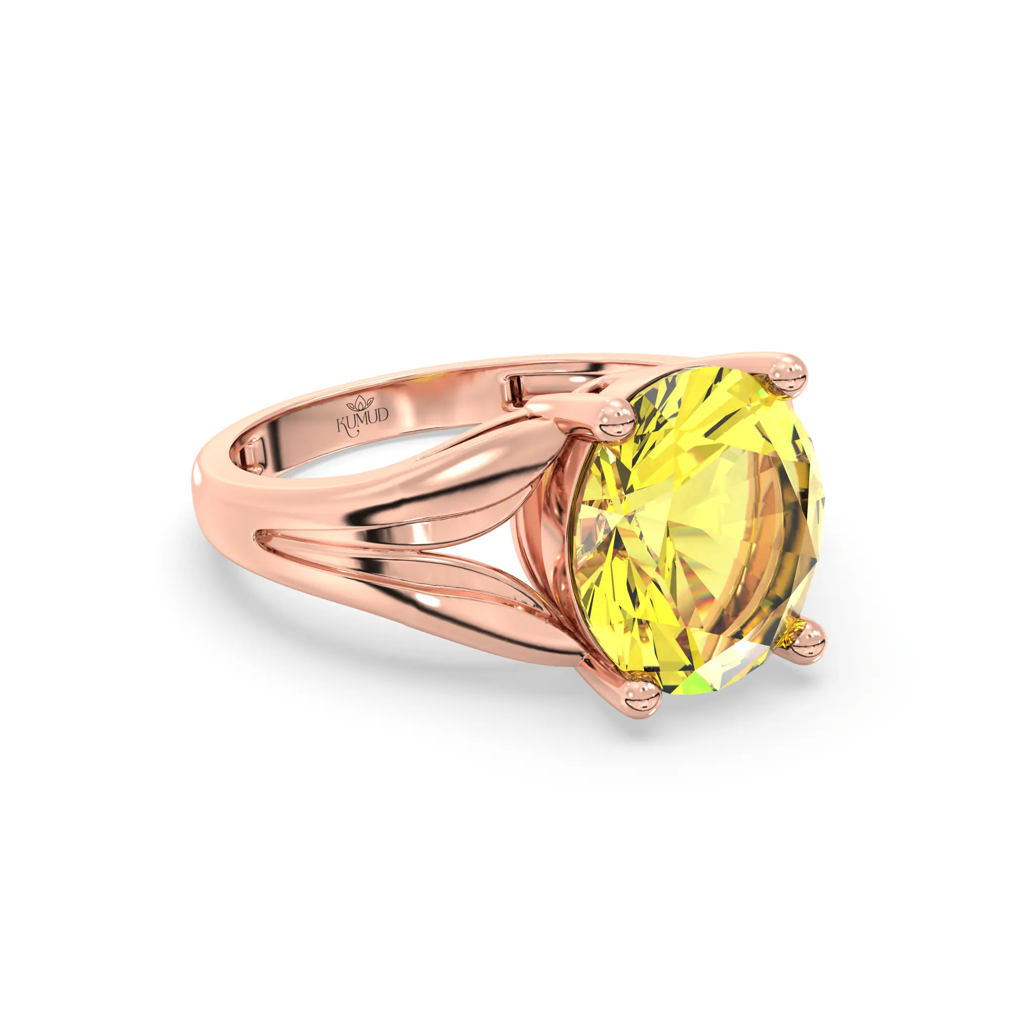 Yellow Sapphire (Pukhraj) Ring for Women in 18K Rose Gold – Oval 9x8 mm, Prong Setting, 4 g (Design K17A-28) thumbnail