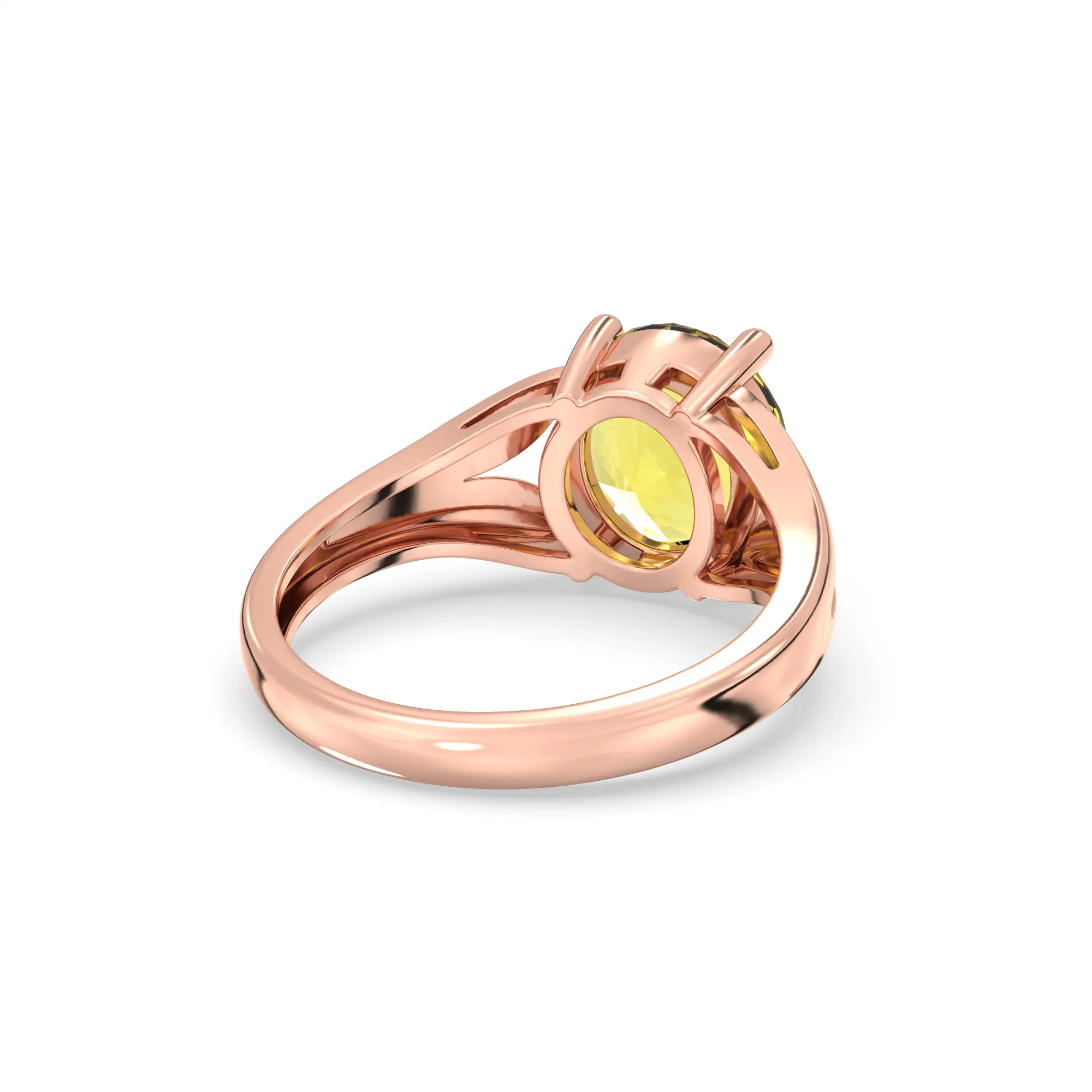 Yellow Sapphire (Pukhraj) Ring for Women in 18K Rose Gold – Oval 9x8 mm, Prong Setting, 4 g (Design K17A-28) thumbnail