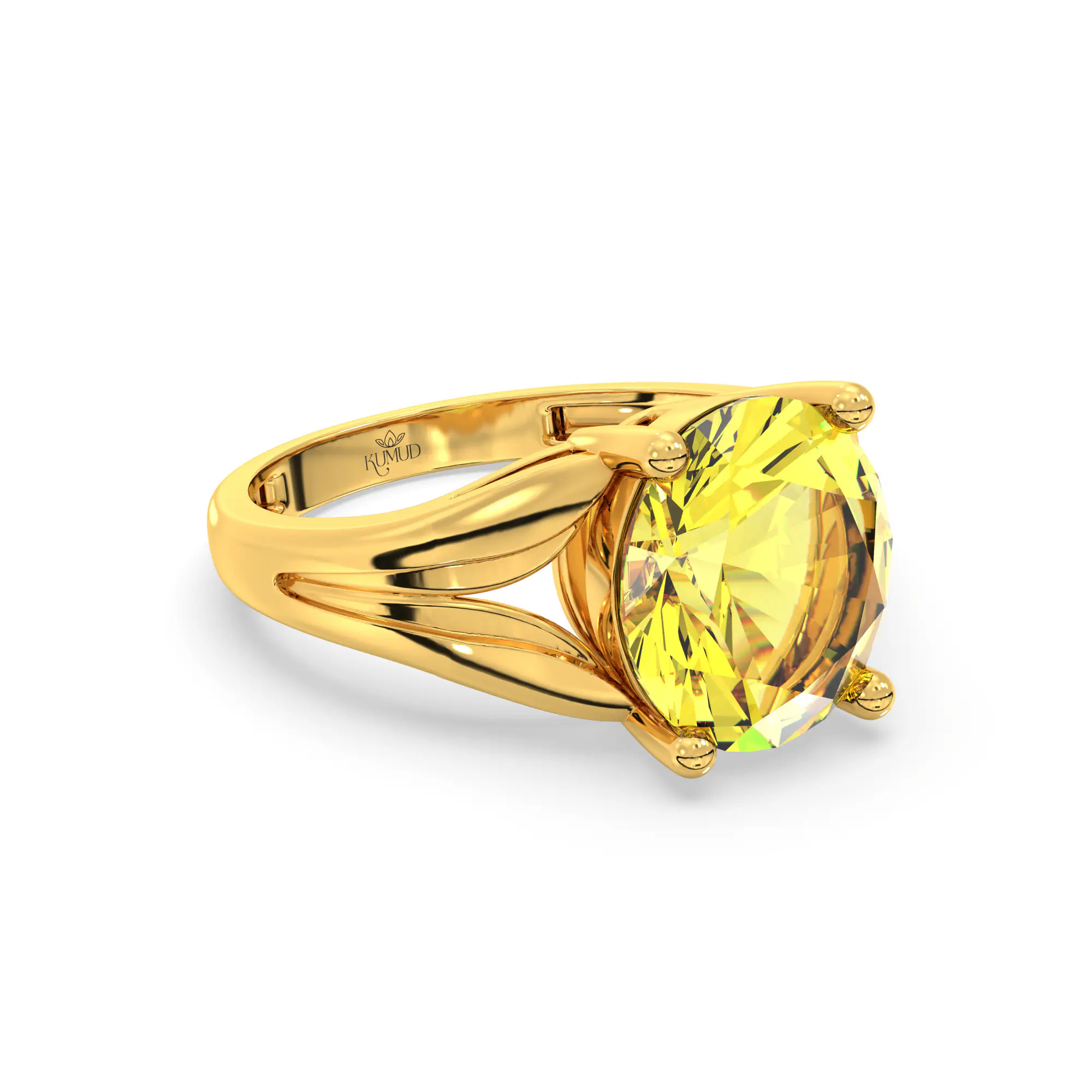 Yellow Sapphire (Pukhraj) Ring for Women in 22K Yellow Gold – Oval 9x8 mm, Prong Setting, 4 g (Design K17A-28) thumbnail