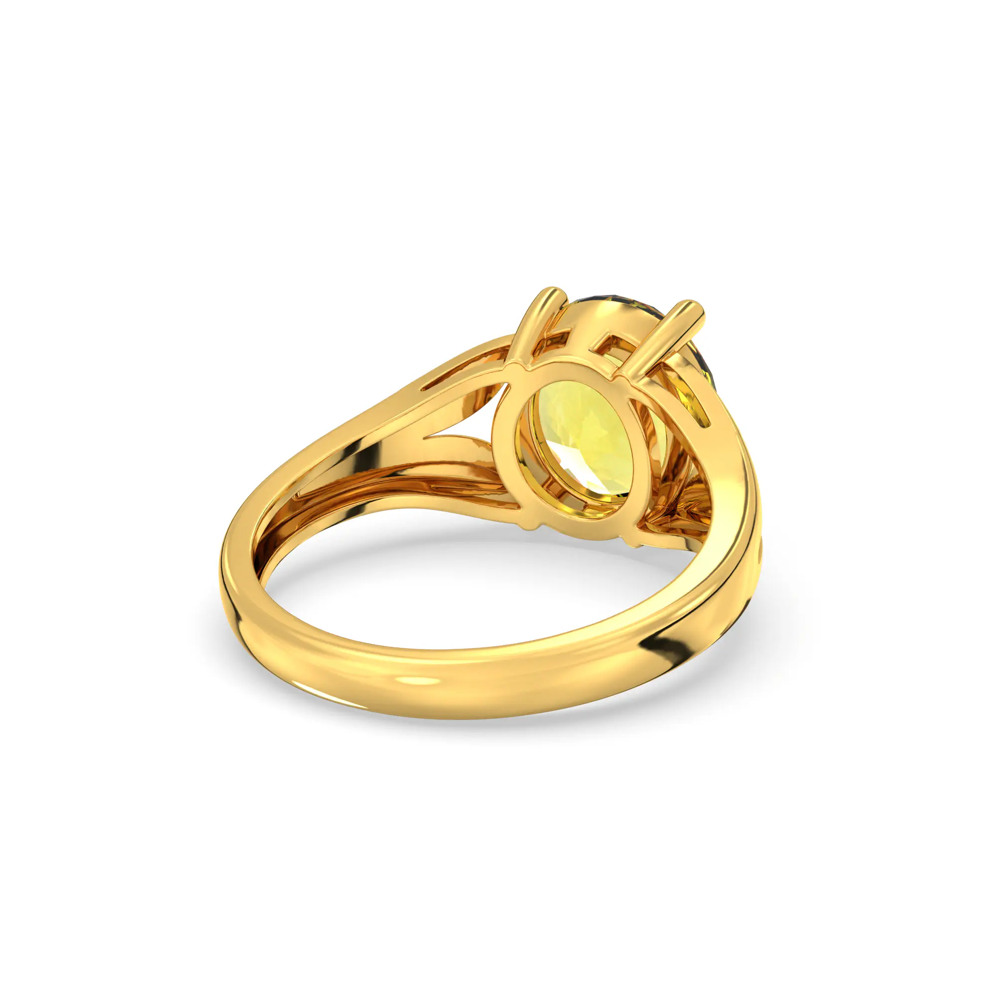 Yellow Sapphire (Pukhraj) Ring for Women in 22K Yellow Gold – Oval 9x8 mm, Prong Setting, 4 g (Design K17A-28) thumbnail