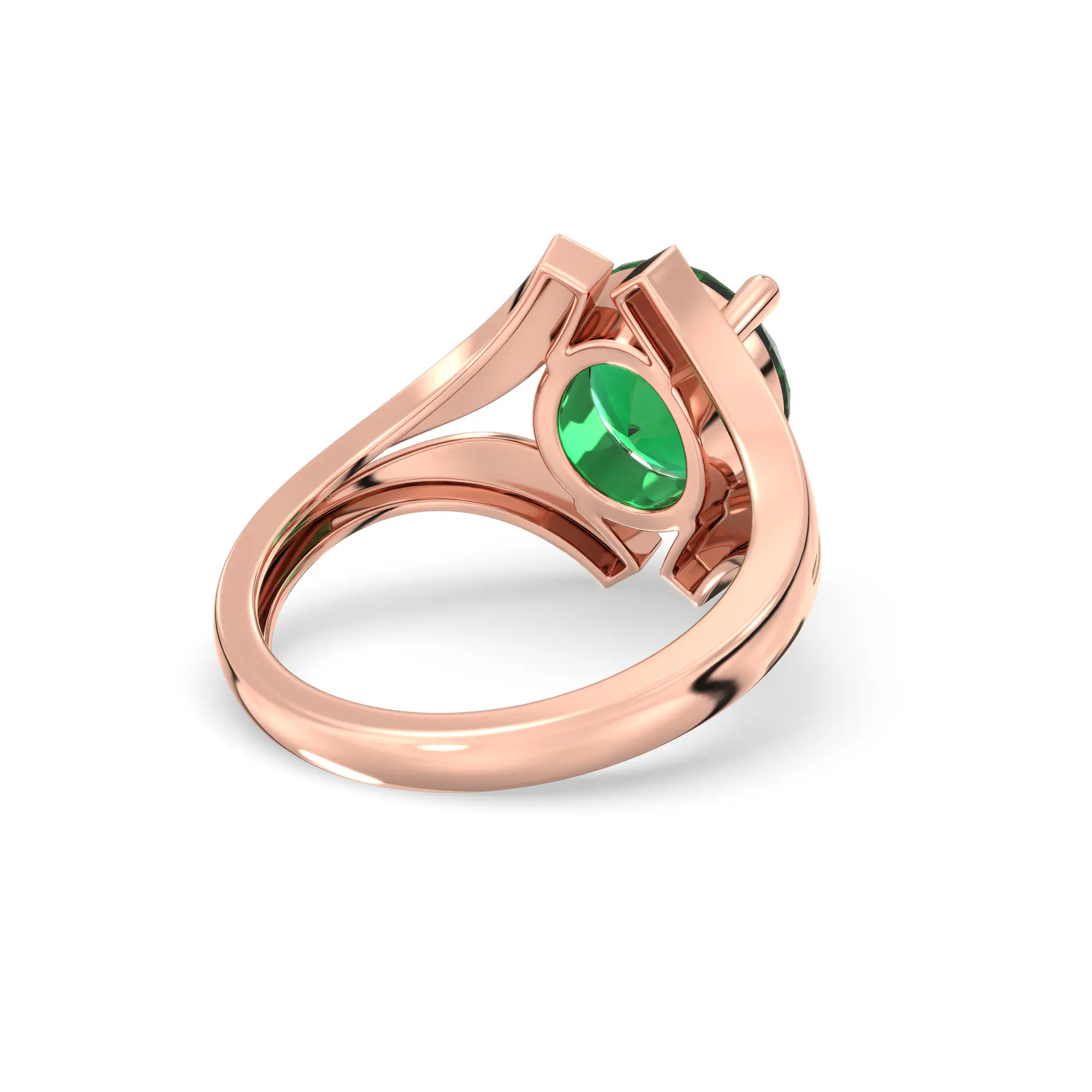 Emerald (Panna) Ring for Women in 18K Rose Gold – Oval 9x8 mm, Prong Setting, 6 g (Design K17A-29) thumbnail
