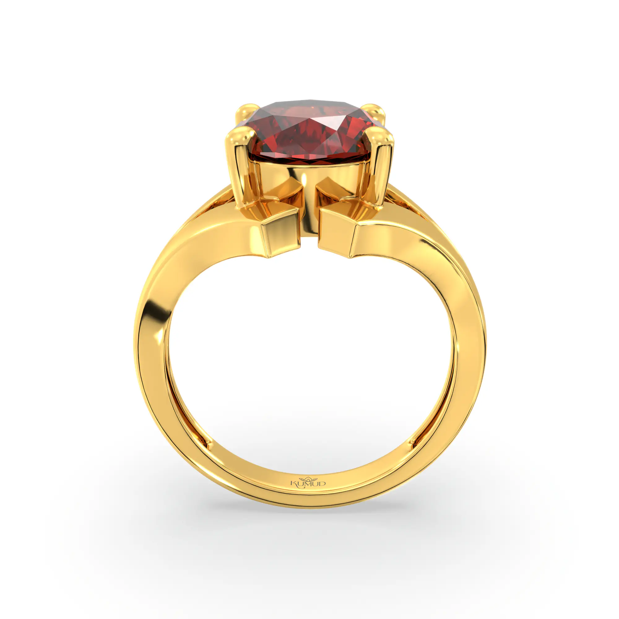 Hessonite (Gomed) Ring for Women in 22K Yellow Gold – Oval 9x8 mm, Prong Setting, 6 g (Design K17A-29) thumbnail