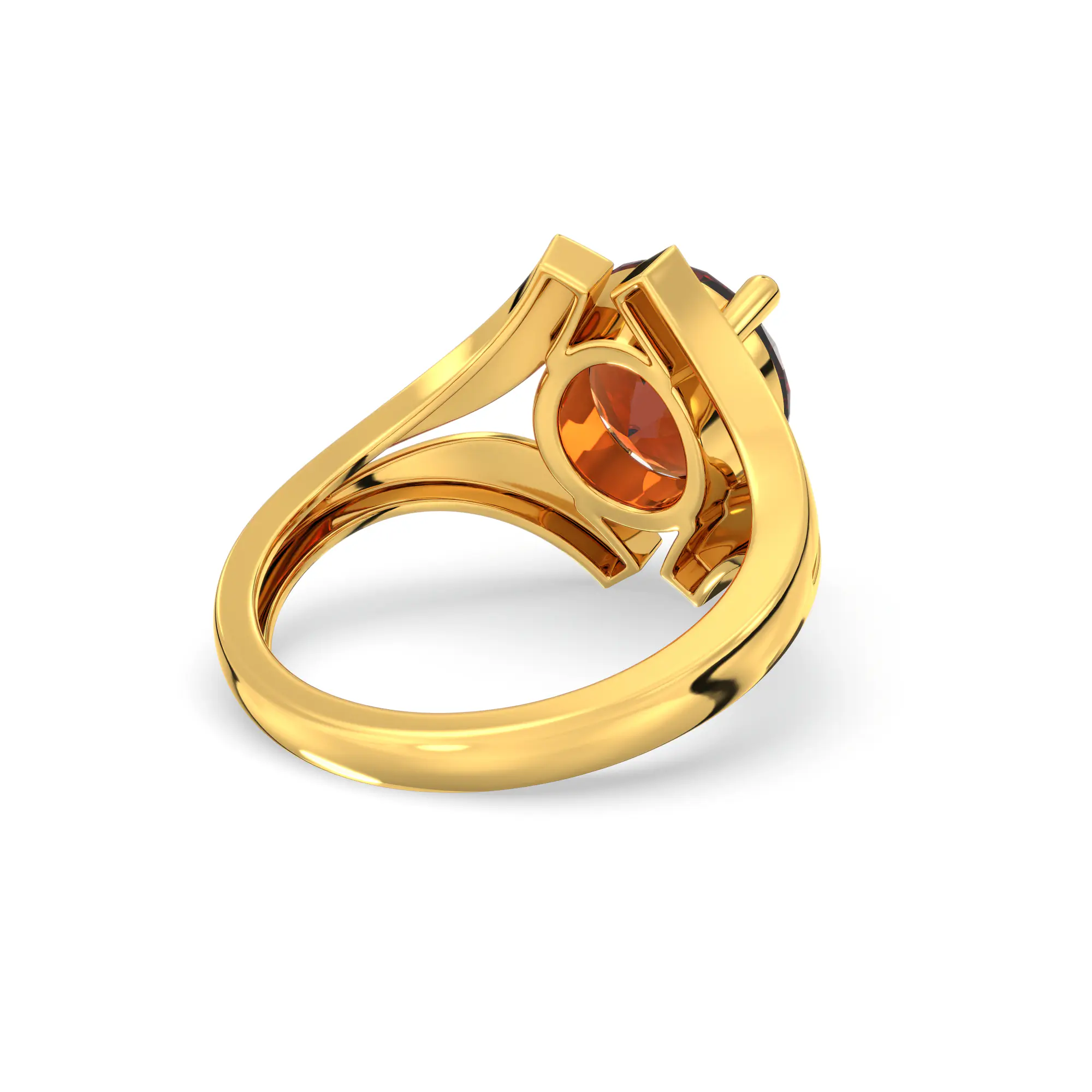 Hessonite (Gomed) Ring for Women in 22K Yellow Gold – Oval 9x8 mm, Prong Setting, 6 g (Design K17A-29) thumbnail