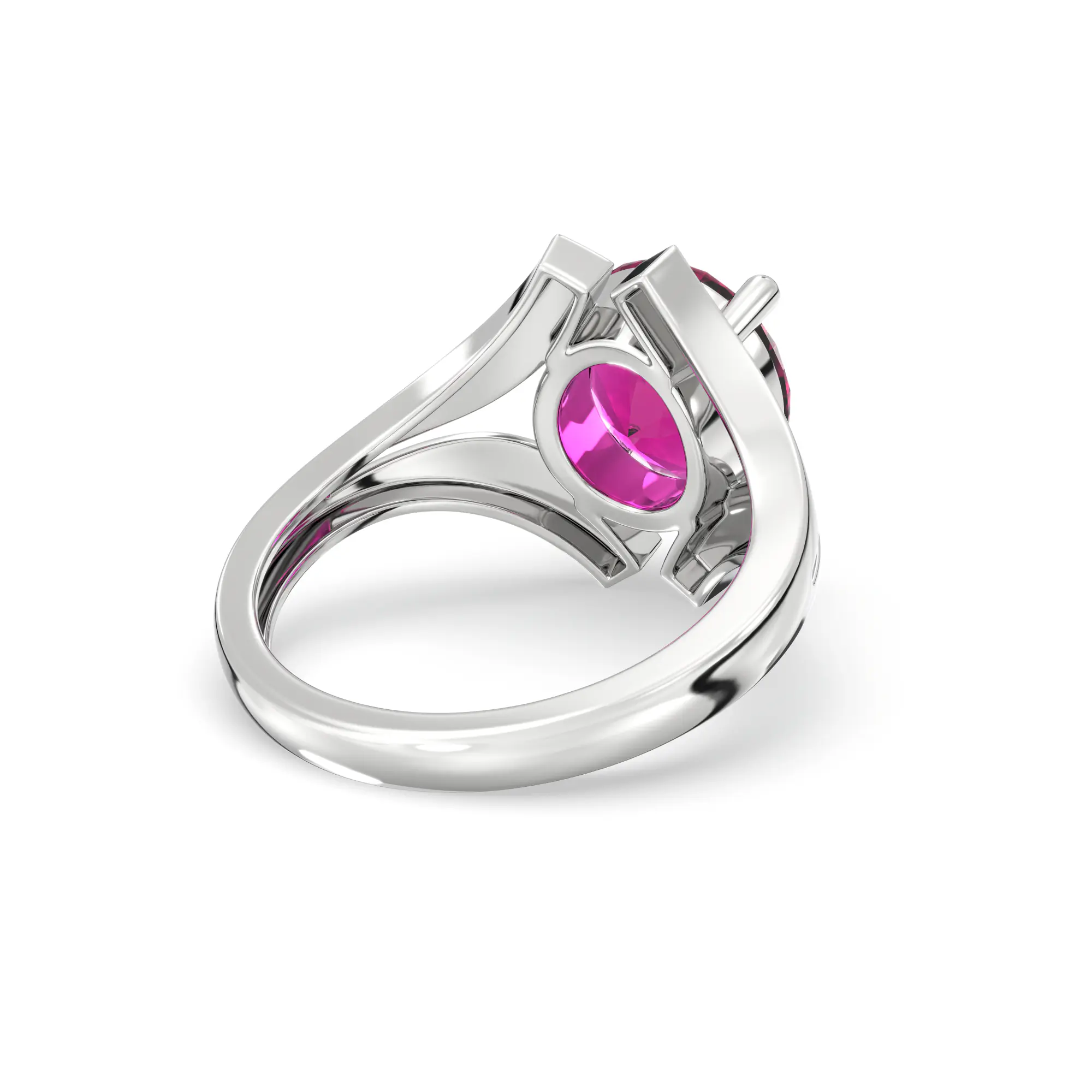 Ruby (Manik) Ring for Women in 18K White Gold – Oval 9x8 mm, Prong Setting, 6 g (Design K17A-29) thumbnail