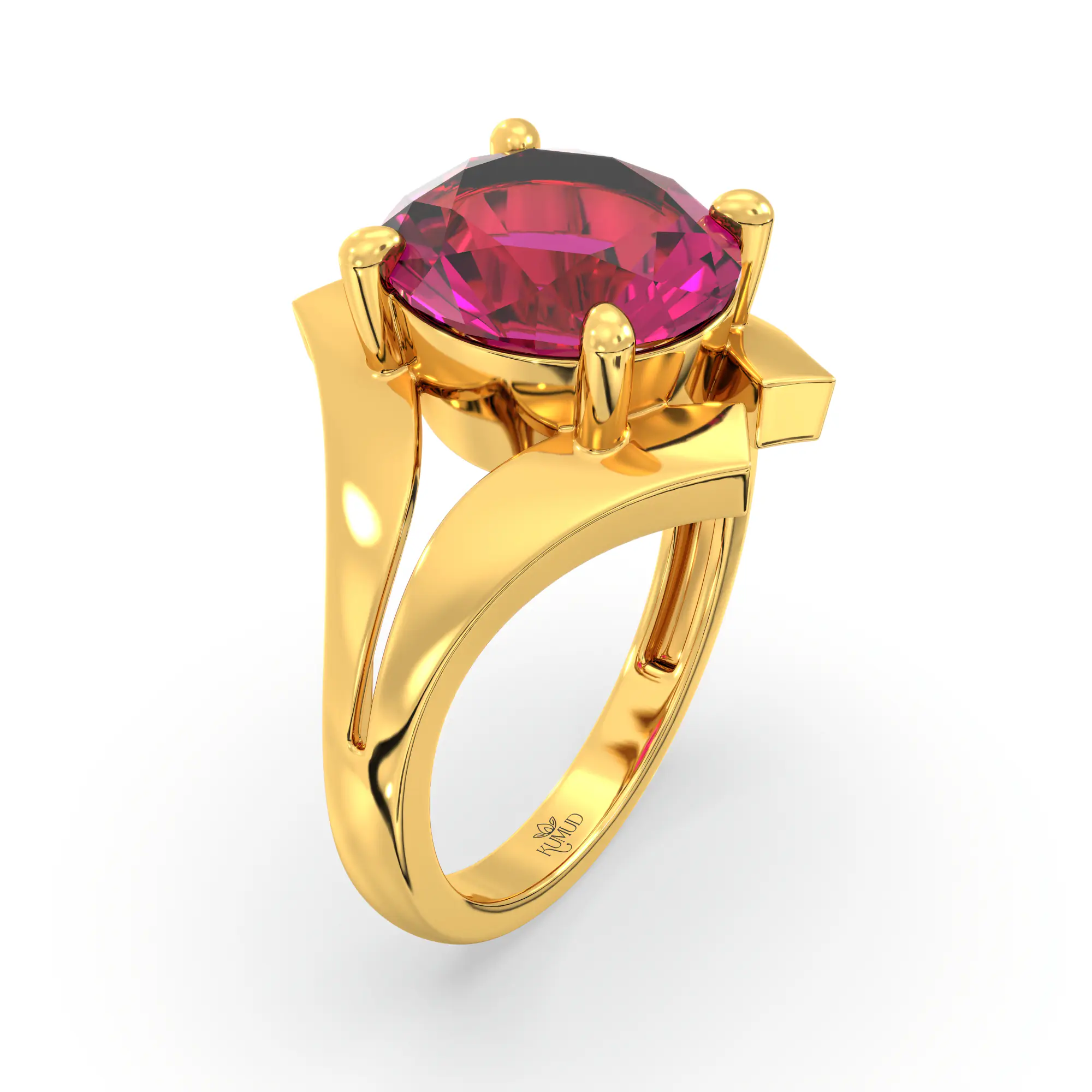 Ruby (Manik) Ring for Women in 22K Yellow Gold – Oval 9x8 mm, Prong Setting, 6 g (Design K17A-29) thumbnail