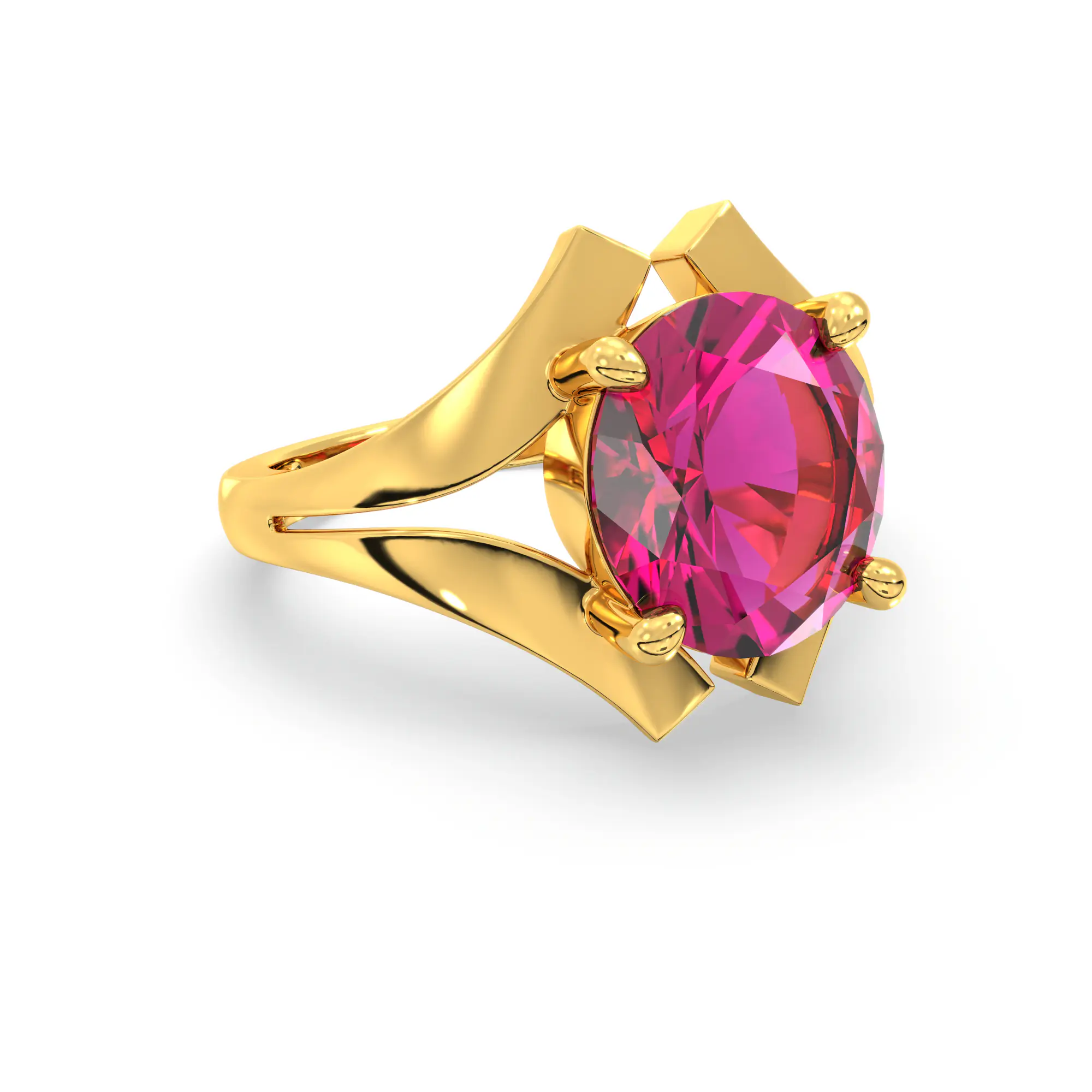 Ruby (Manik) Ring for Women in 22K Yellow Gold – Oval 9x8 mm, Prong Setting, 6 g (Design K17A-29) thumbnail