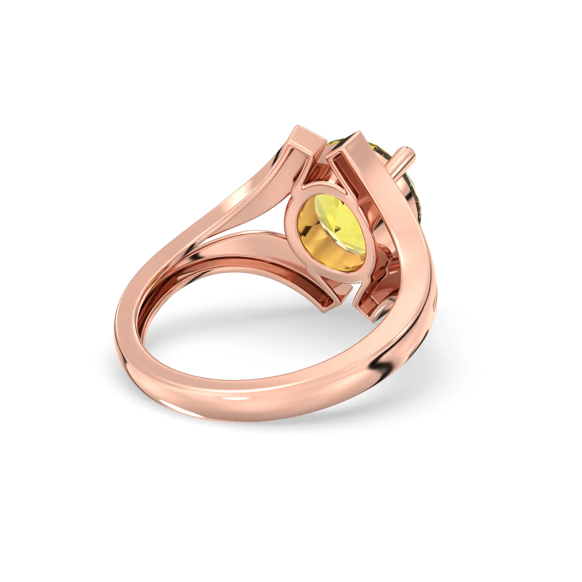 Yellow Sapphire (Pukhraj) Ring for Women in 18K Rose Gold – Oval 9x8 mm, Prong Setting, 6 g (Design K17A-29) thumbnail