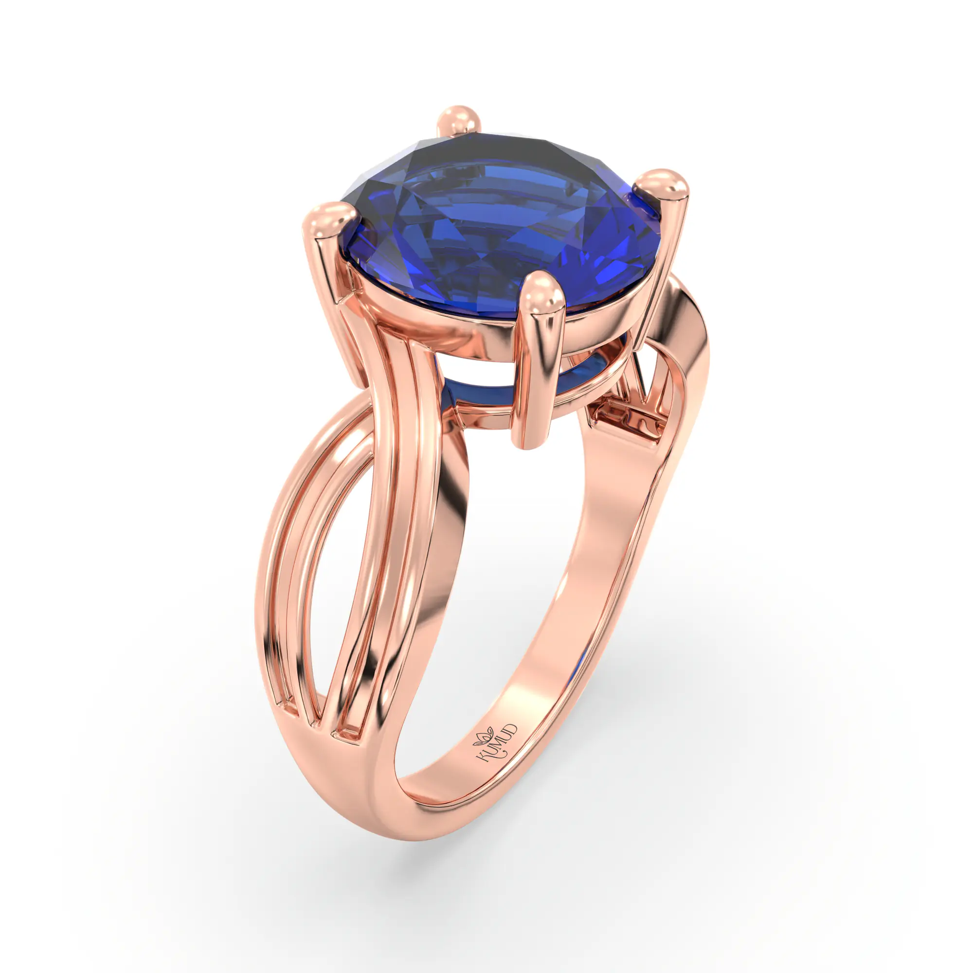 Blue Sapphire (Neelam) Ring for Women in 18K Rose Gold – Oval 9x8 mm, Prong Setting, 5 g (Design K17A-30) thumbnail