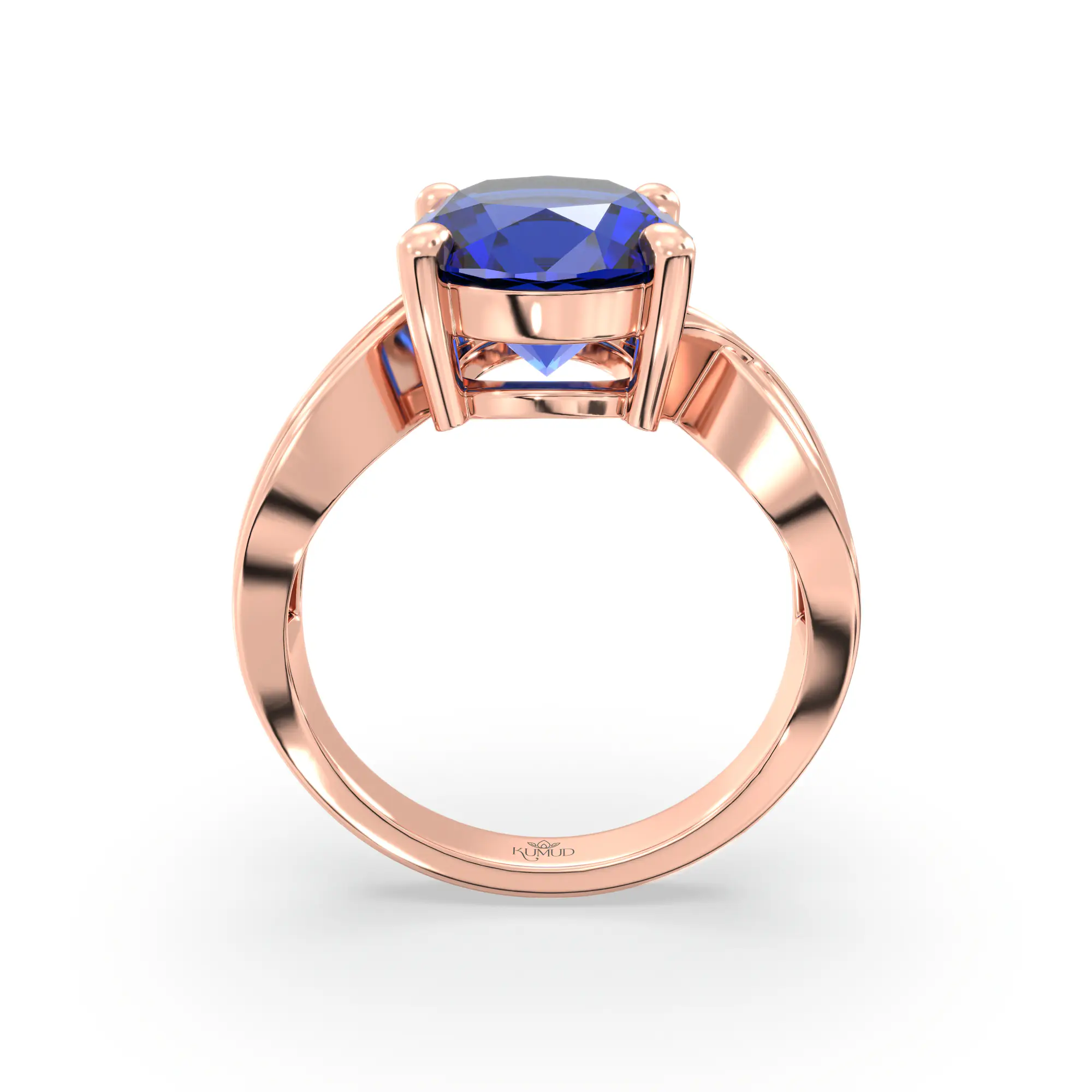 Blue Sapphire (Neelam) Ring for Women in 18K Rose Gold – Oval 9x8 mm, Prong Setting, 5 g (Design K17A-30) thumbnail