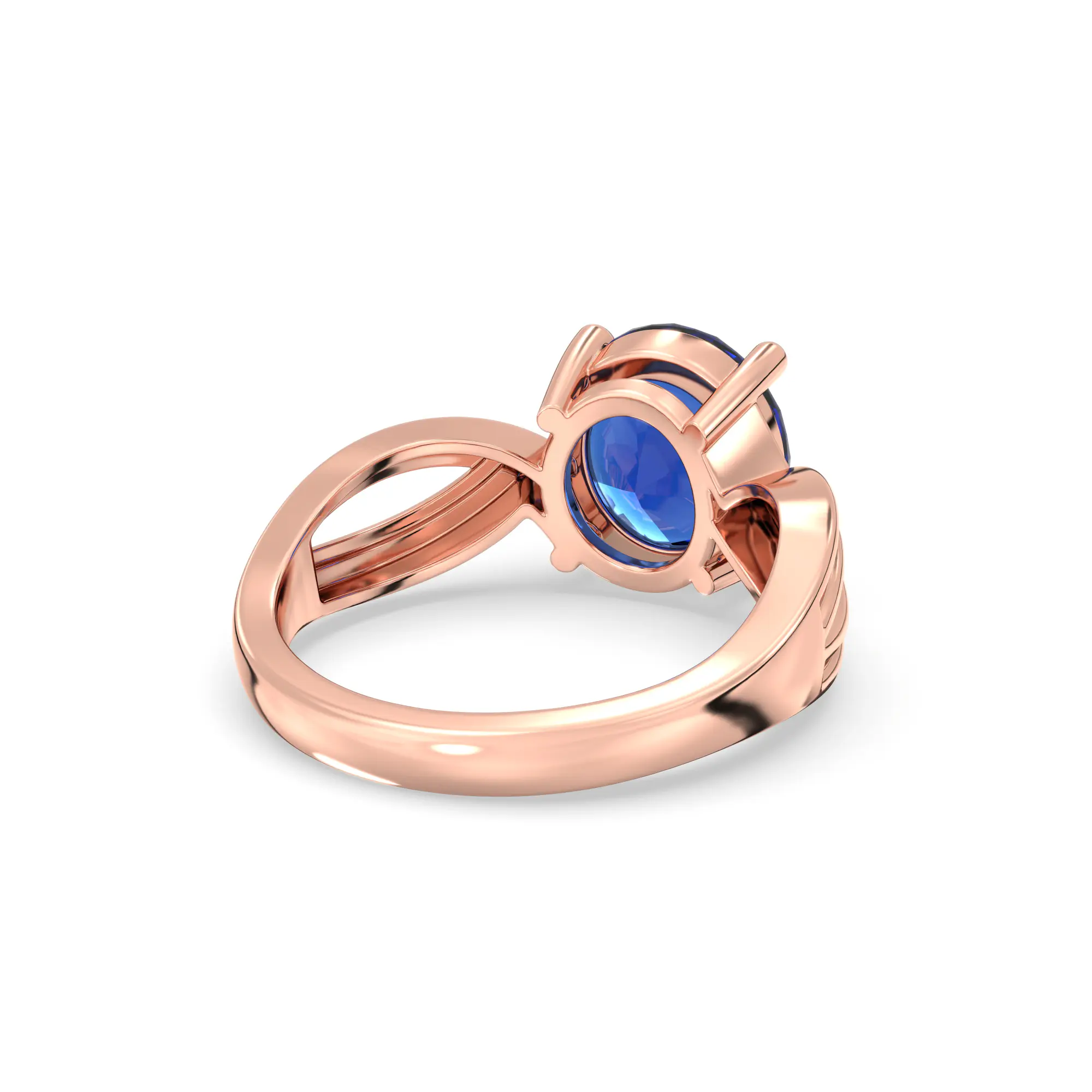 Blue Sapphire (Neelam) Ring for Women in 18K Rose Gold – Oval 9x8 mm, Prong Setting, 5 g (Design K17A-30) thumbnail
