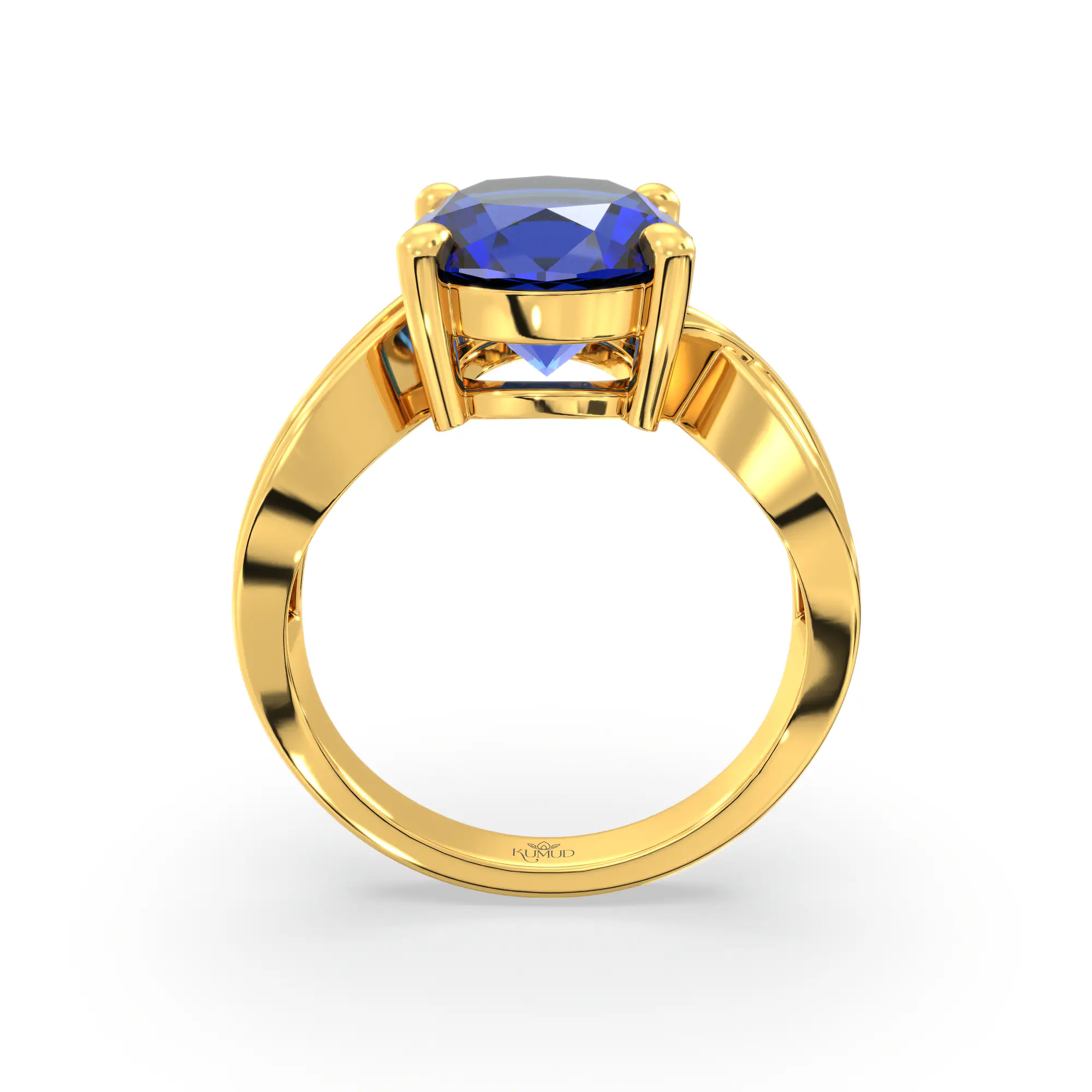 Blue Sapphire (Neelam) Ring for Women in 22K Yellow Gold – Oval 9x8 mm, Prong Setting, 5 g (Design K17A-30) thumbnail