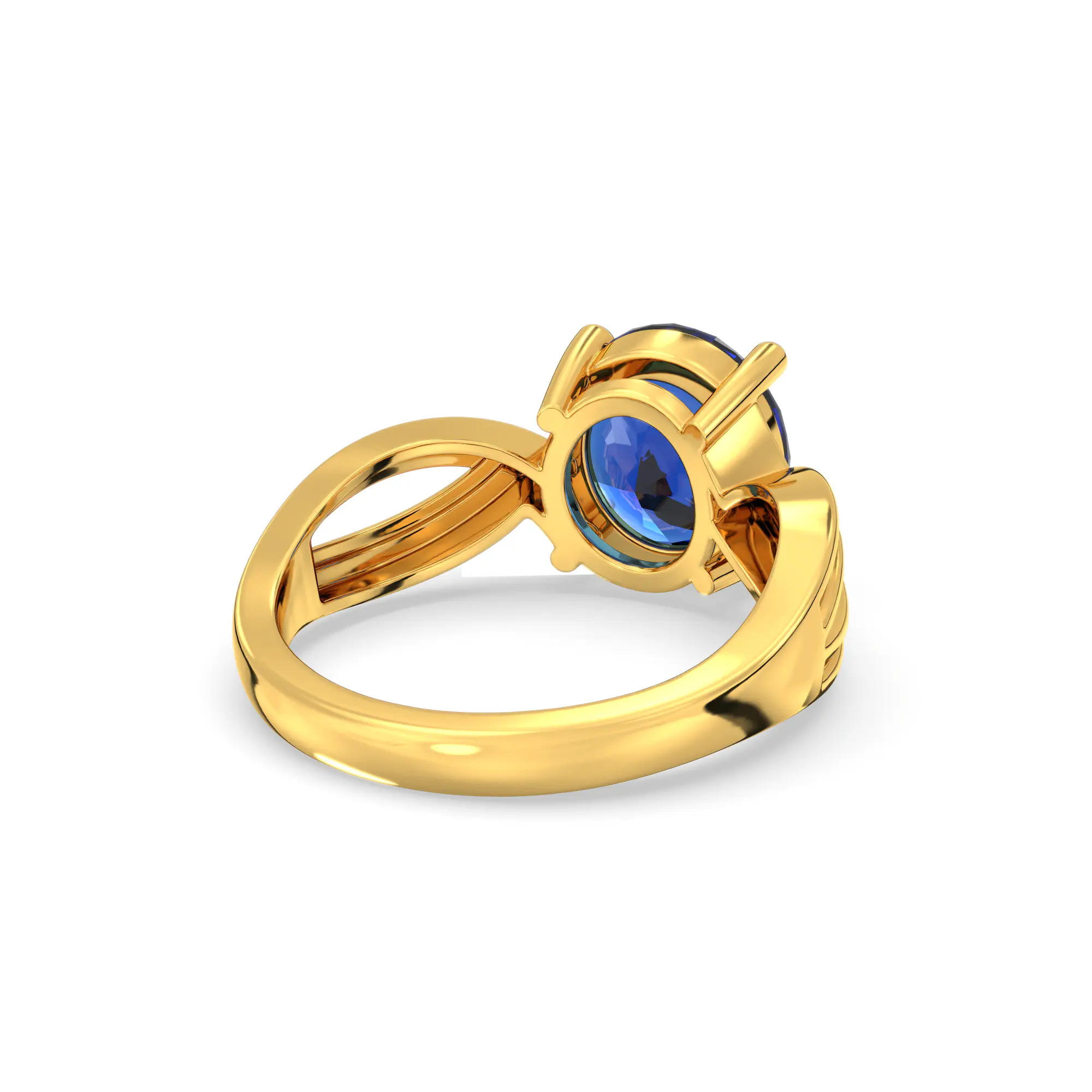 Blue Sapphire (Neelam) Ring for Women in 22K Yellow Gold – Oval 9x8 mm, Prong Setting, 5 g (Design K17A-30) thumbnail