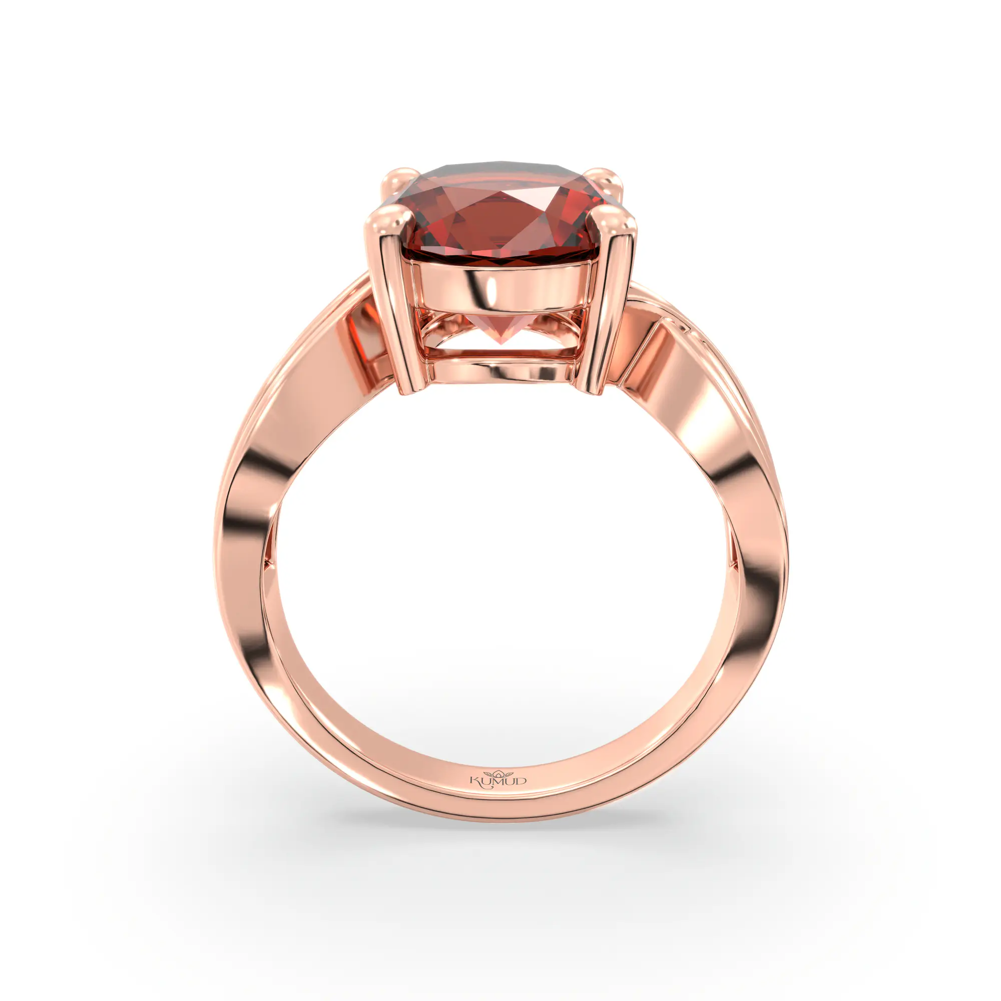 Hessonite (Gomed) Ring for Women in 18K Rose Gold – Oval 9x8 mm, Prong Setting, 5 g (Design K17A-30) thumbnail