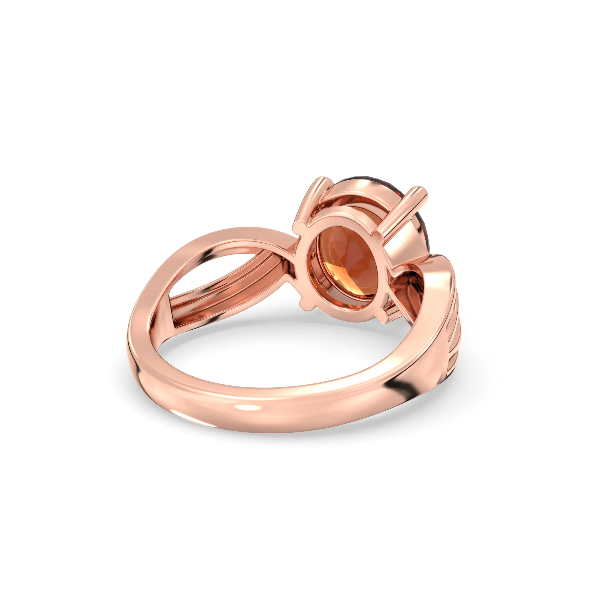 Hessonite (Gomed) Ring for Women in 18K Rose Gold – Oval 9x8 mm, Prong Setting, 5 g (Design K17A-30) thumbnail