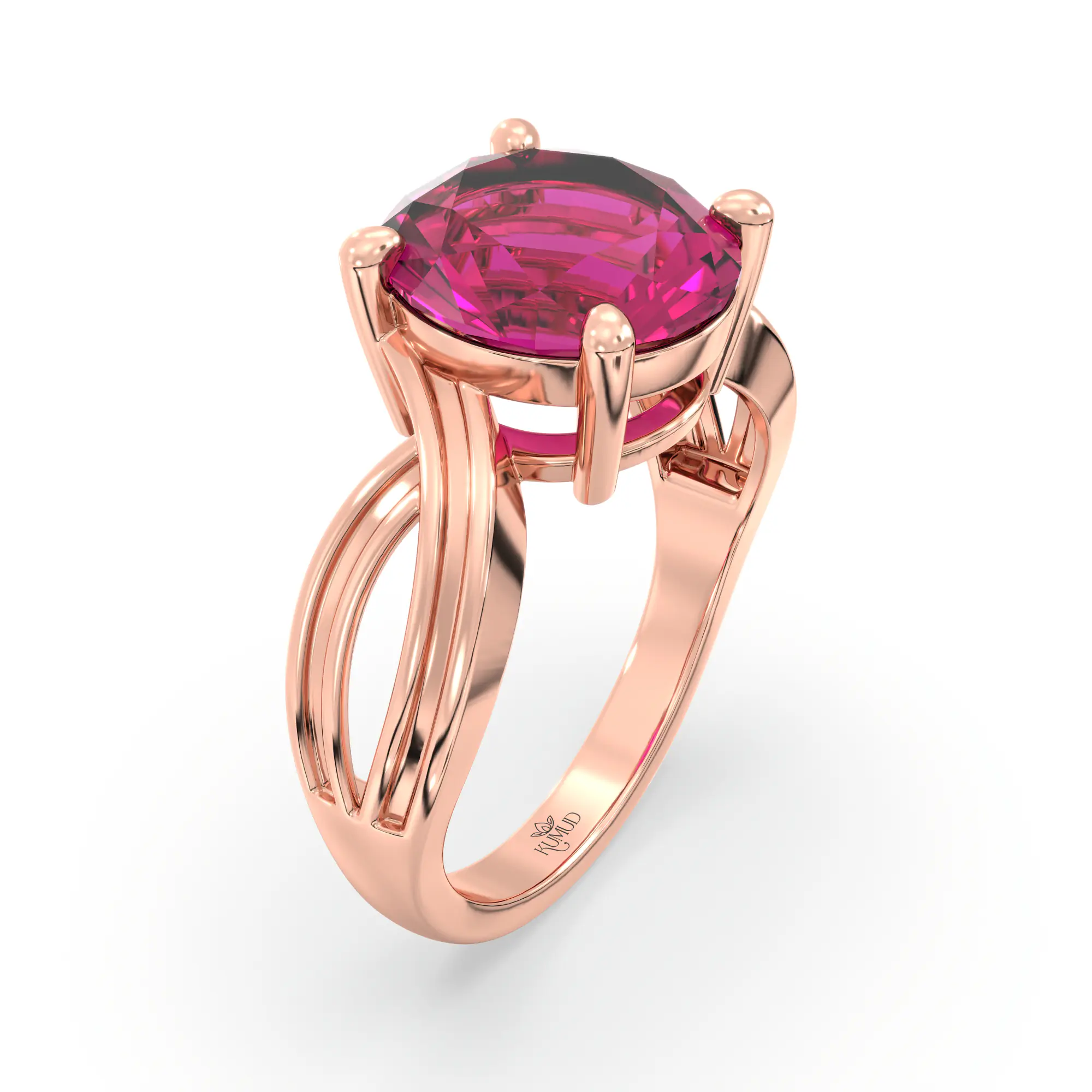 Ruby (Manik) Ring for Women in 18K Rose Gold – Oval 9x8 mm, Prong Setting, 5 g (Design K17A-30) thumbnail