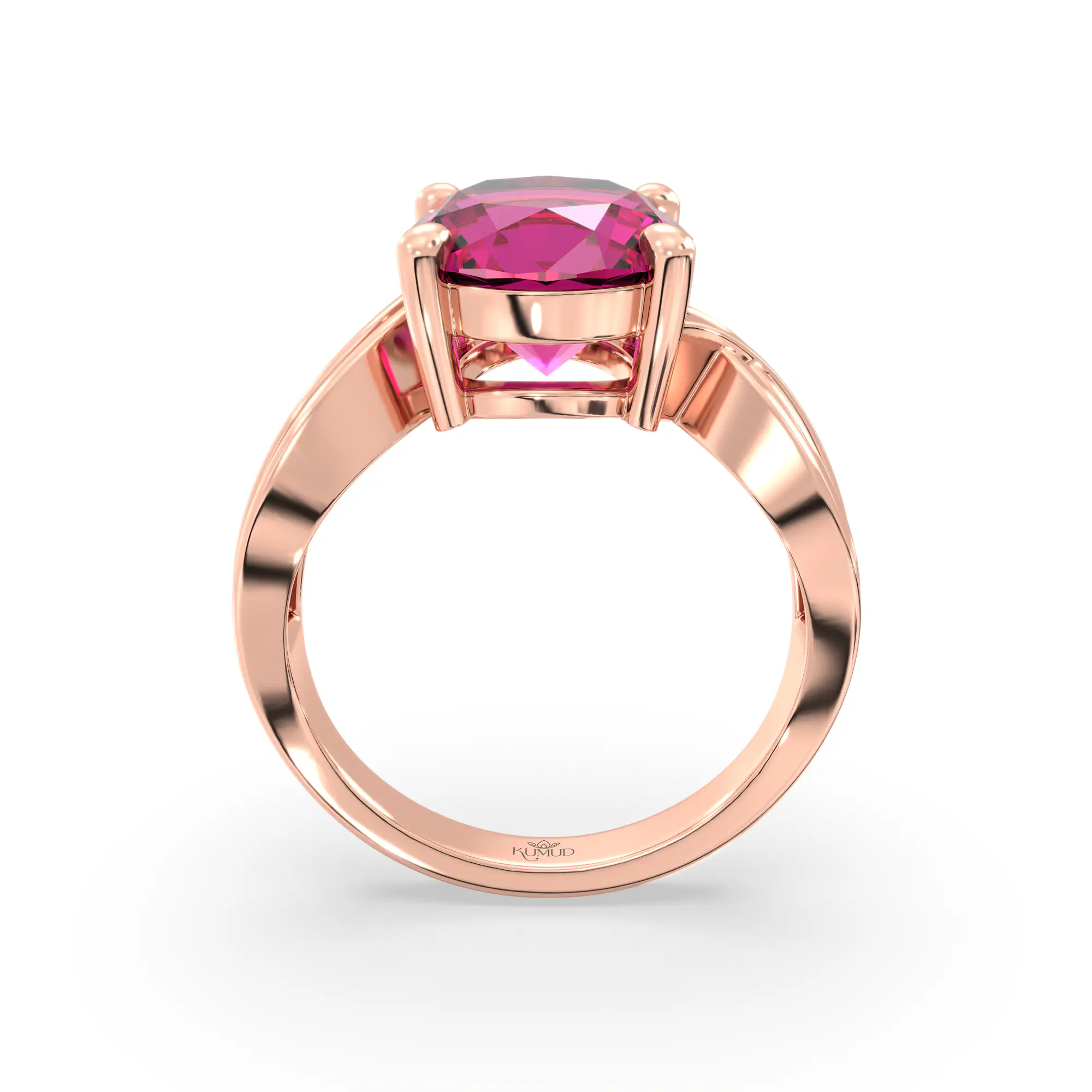 Ruby (Manik) Ring for Women in 18K Rose Gold – Oval 9x8 mm, Prong Setting, 5 g (Design K17A-30) thumbnail