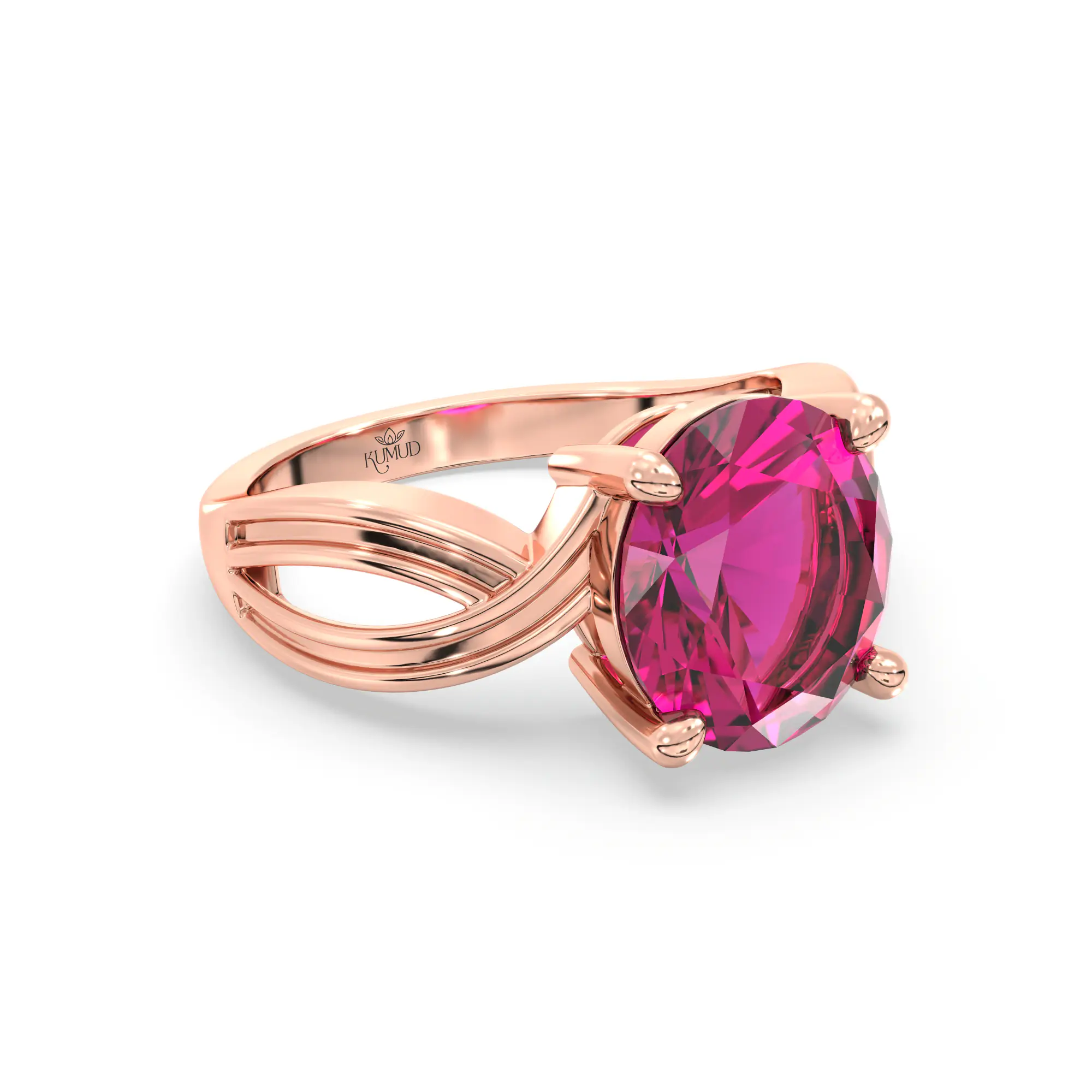 Ruby (Manik) Ring for Women in 18K Rose Gold – Oval 9x8 mm, Prong Setting, 5 g (Design K17A-30) thumbnail