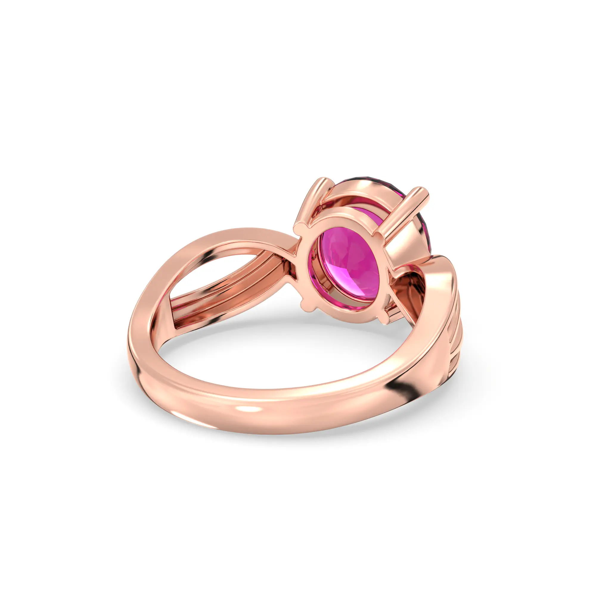 Ruby (Manik) Ring for Women in 18K Rose Gold – Oval 9x8 mm, Prong Setting, 5 g (Design K17A-30) thumbnail