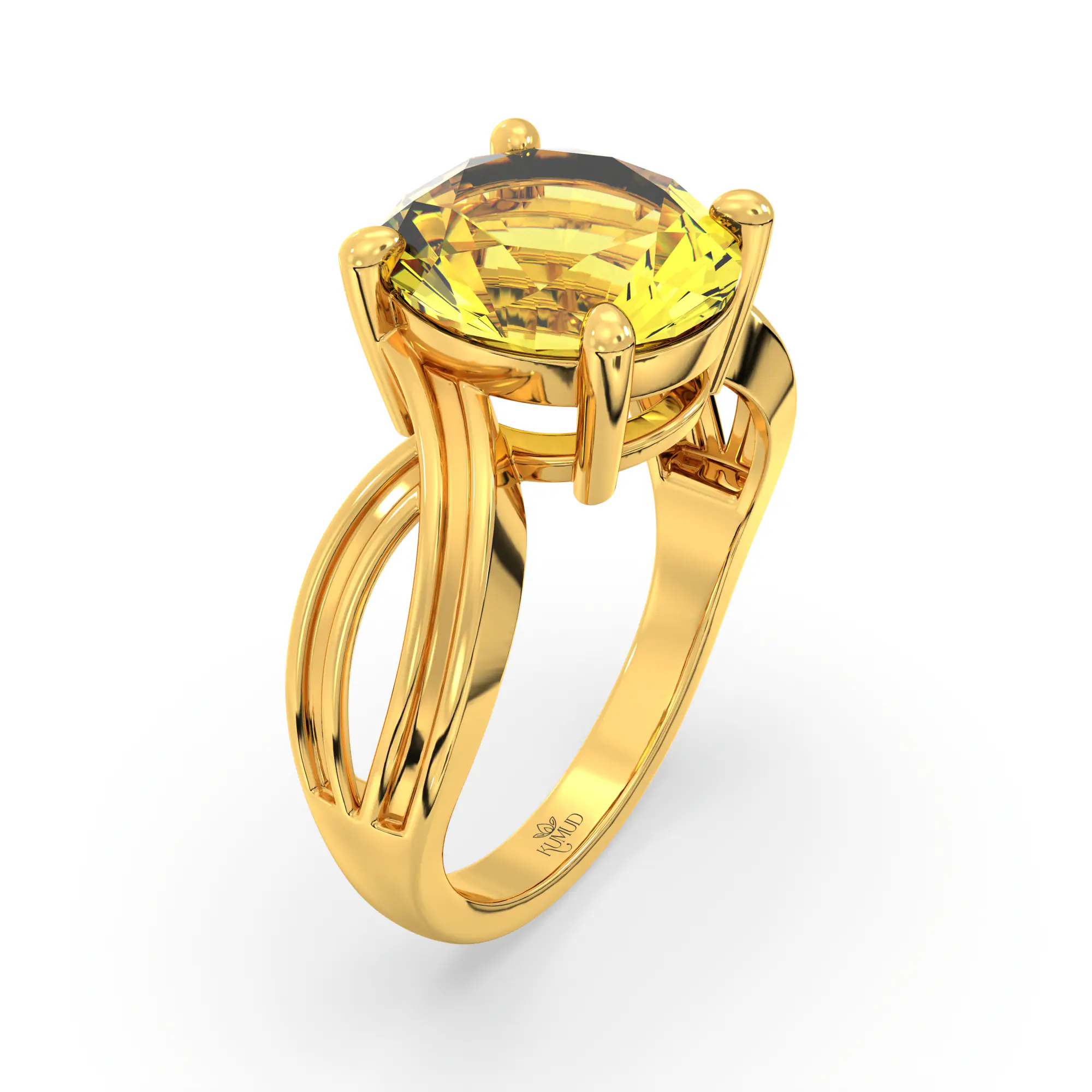 Yellow Sapphire (Pukhraj) Ring for Women in 22K Yellow Gold – Oval 9x8 mm, Prong Setting, 5 g (Design K17A-30) thumbnail