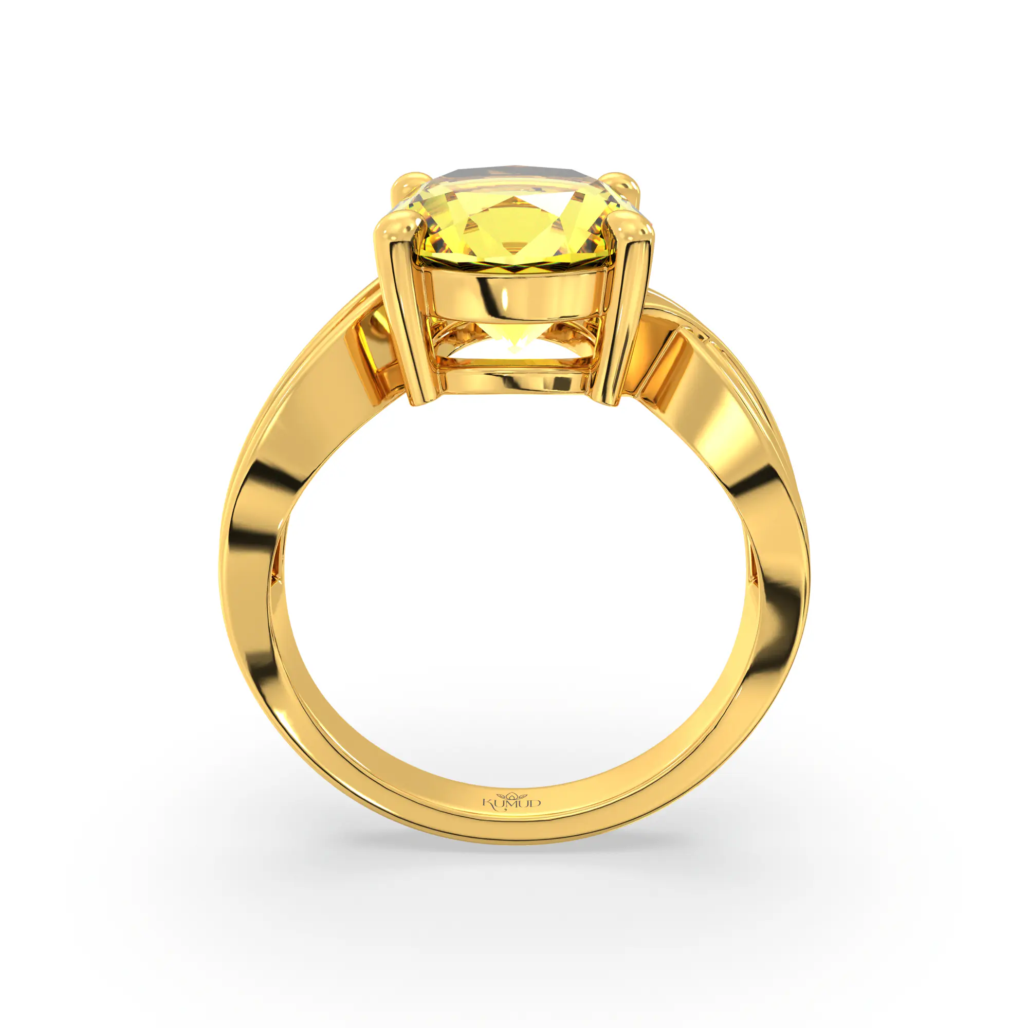 Yellow Sapphire (Pukhraj) Ring for Women in 22K Yellow Gold – Oval 9x8 mm, Prong Setting, 5 g (Design K17A-30) thumbnail