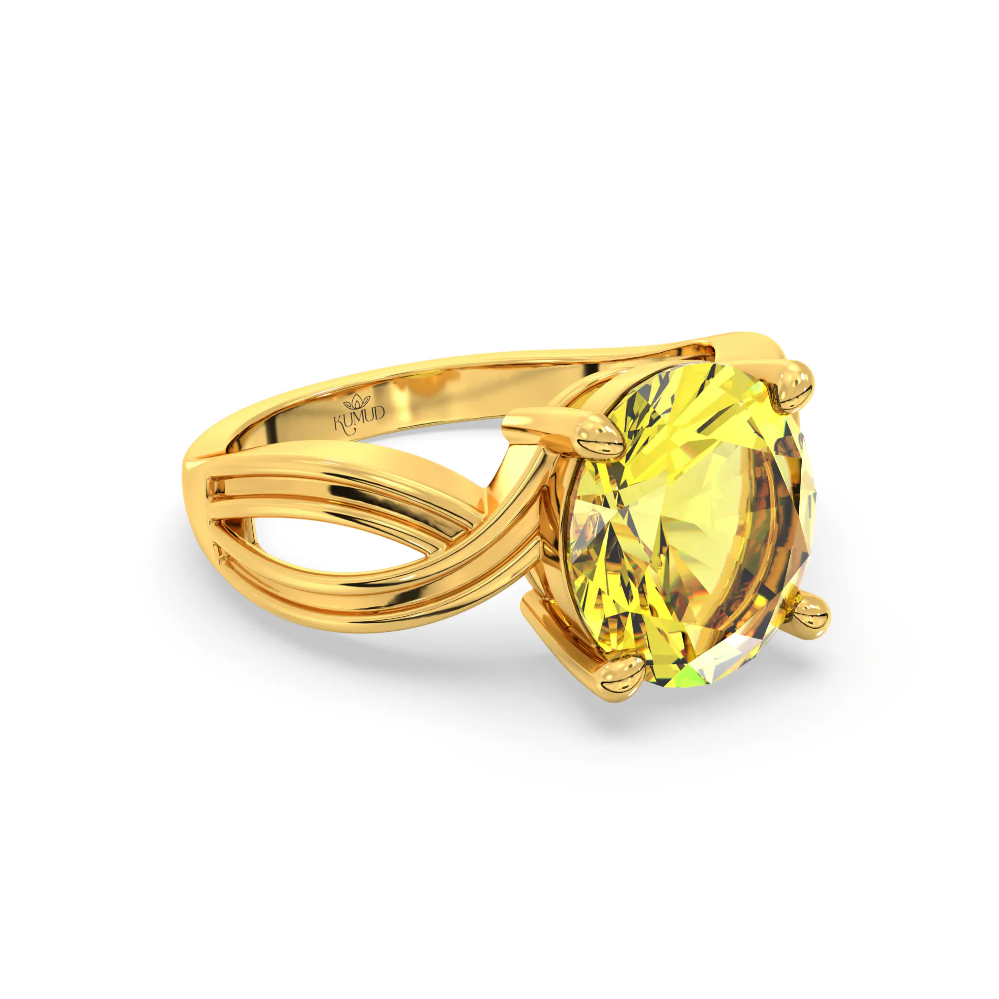 Yellow Sapphire (Pukhraj) Ring for Women in 22K Yellow Gold – Oval 9x8 mm, Prong Setting, 5 g (Design K17A-30) thumbnail