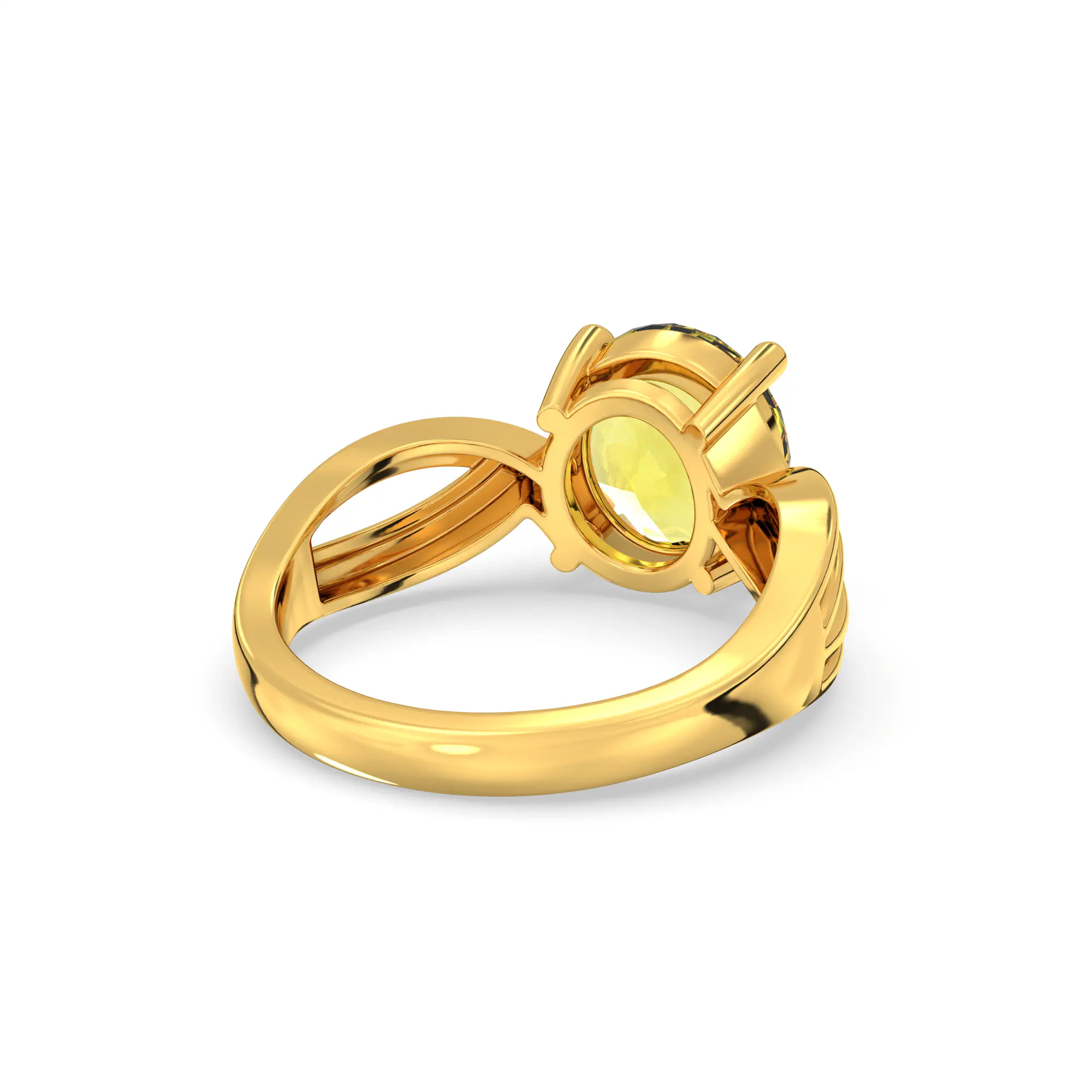 Yellow Sapphire (Pukhraj) Ring for Women in 22K Yellow Gold – Oval 9x8 mm, Prong Setting, 5 g (Design K17A-30) thumbnail