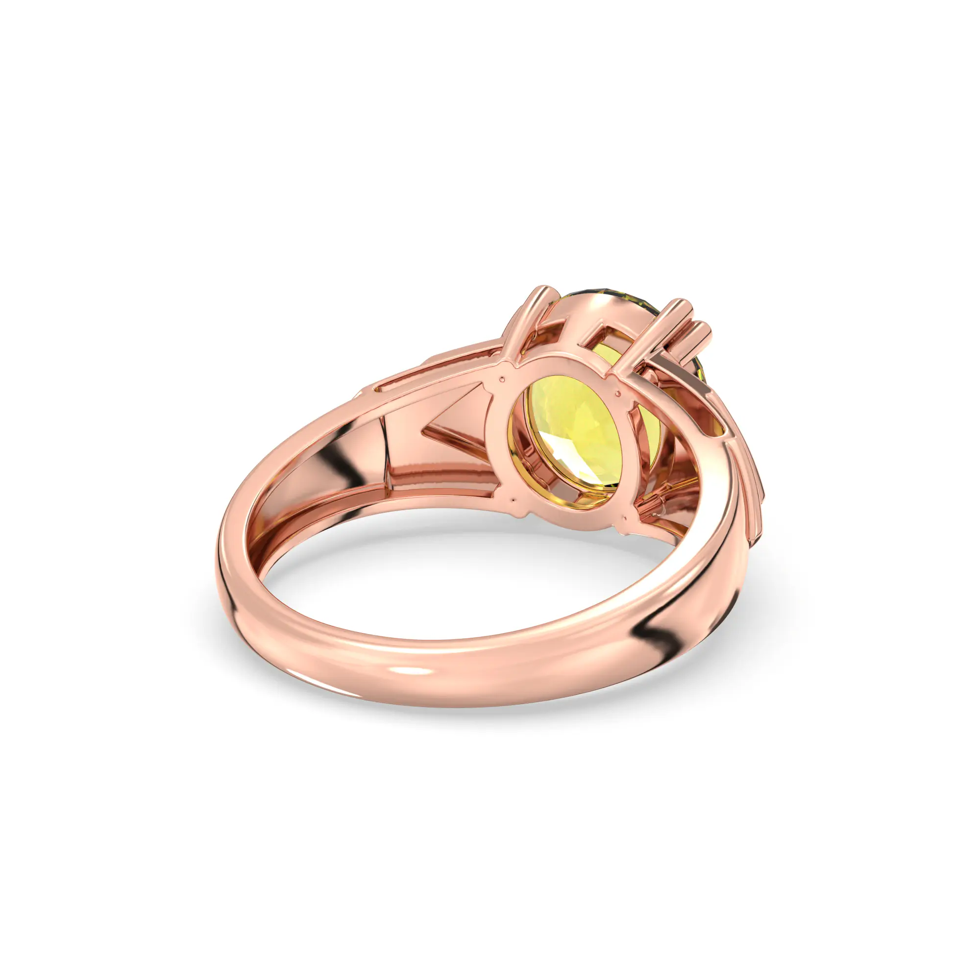 Yellow Sapphire (Pukhraj) Ring for Women in 18K Rose Gold – Oval 9x8 mm, Prong Setting, 5 g (Design K17A-31) thumbnail