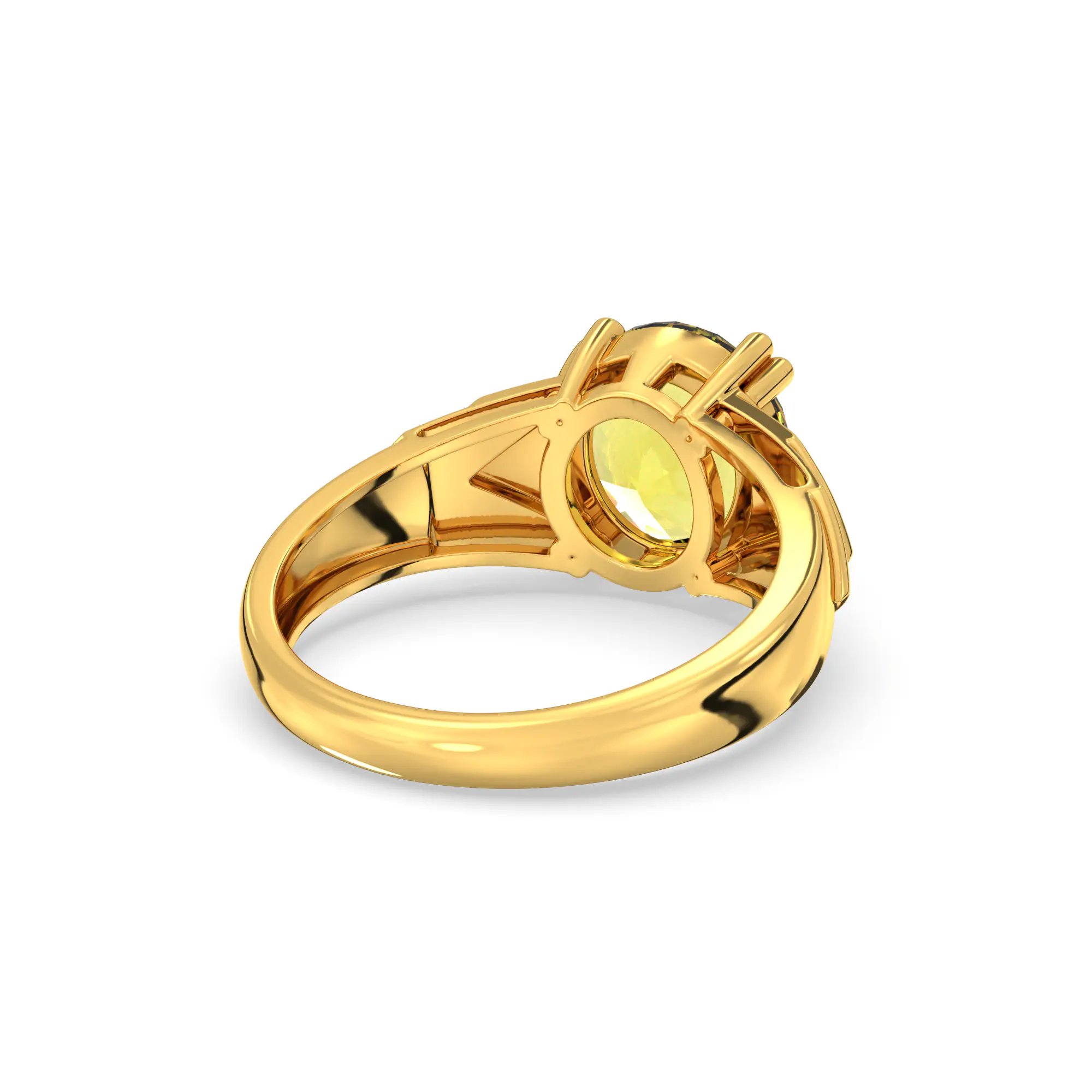 Yellow Sapphire (Pukhraj) Ring for Women in 22K Yellow Gold – Oval 9x8 mm, Prong Setting, 5 g (Design K17A-31) thumbnail