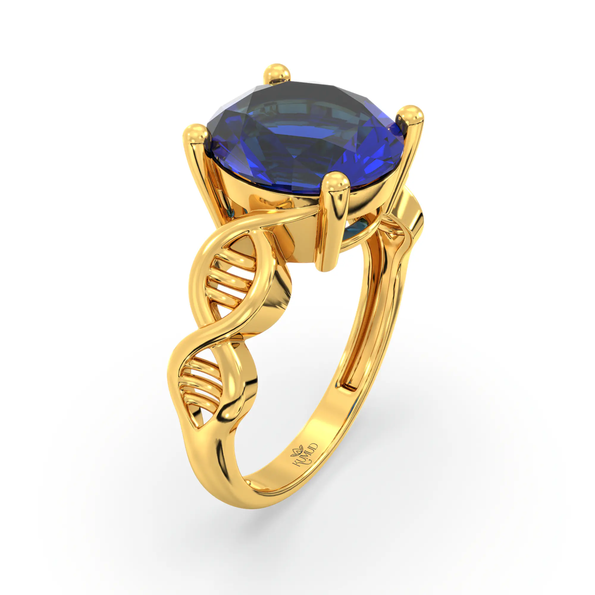 Blue Sapphire (Neelam) Ring for Women in 22K Yellow Gold – Oval 9x8 mm, Prong Setting, 4 g (Design K17A-32) thumbnail