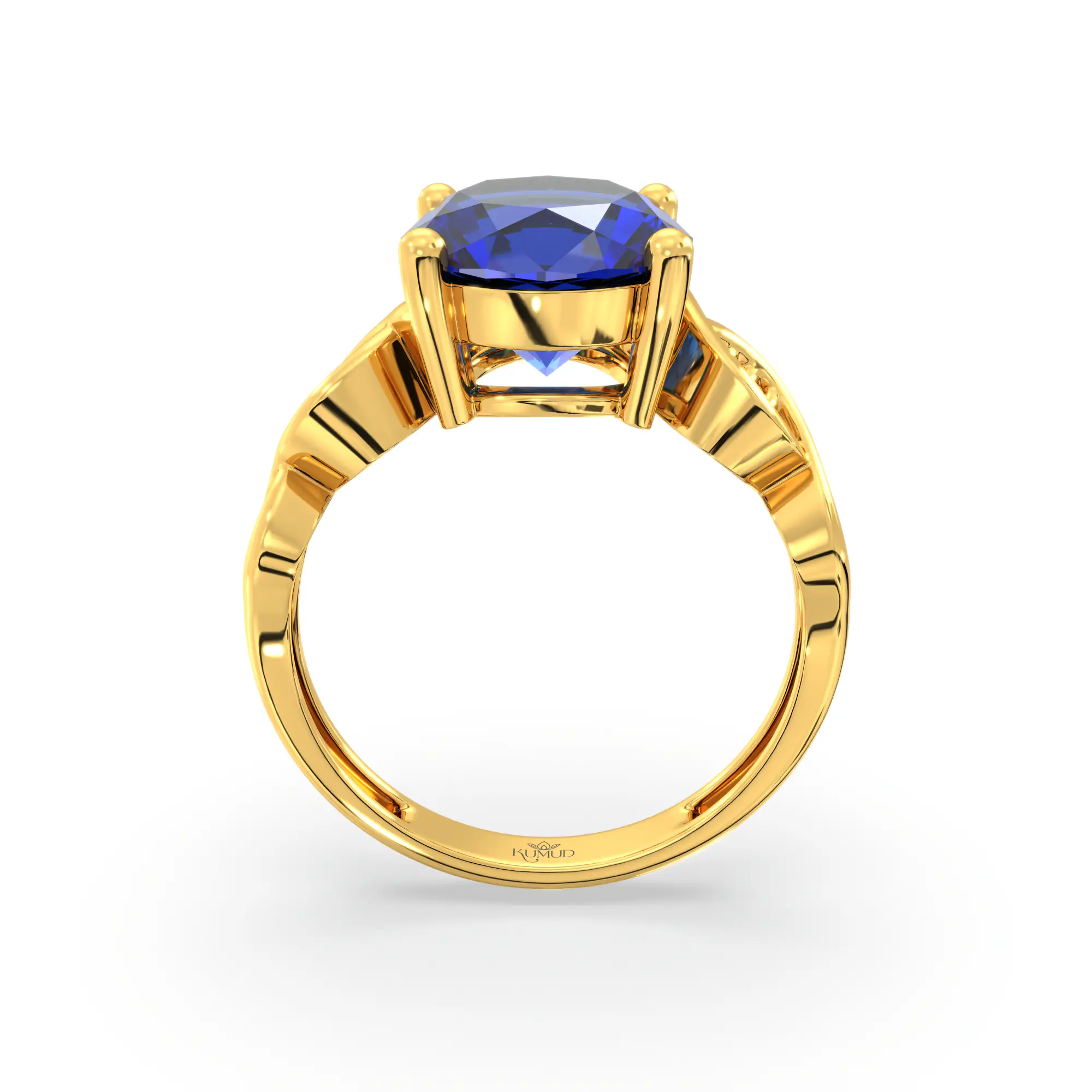 Blue Sapphire (Neelam) Ring for Women in 22K Yellow Gold – Oval 9x8 mm, Prong Setting, 4 g (Design K17A-32) thumbnail