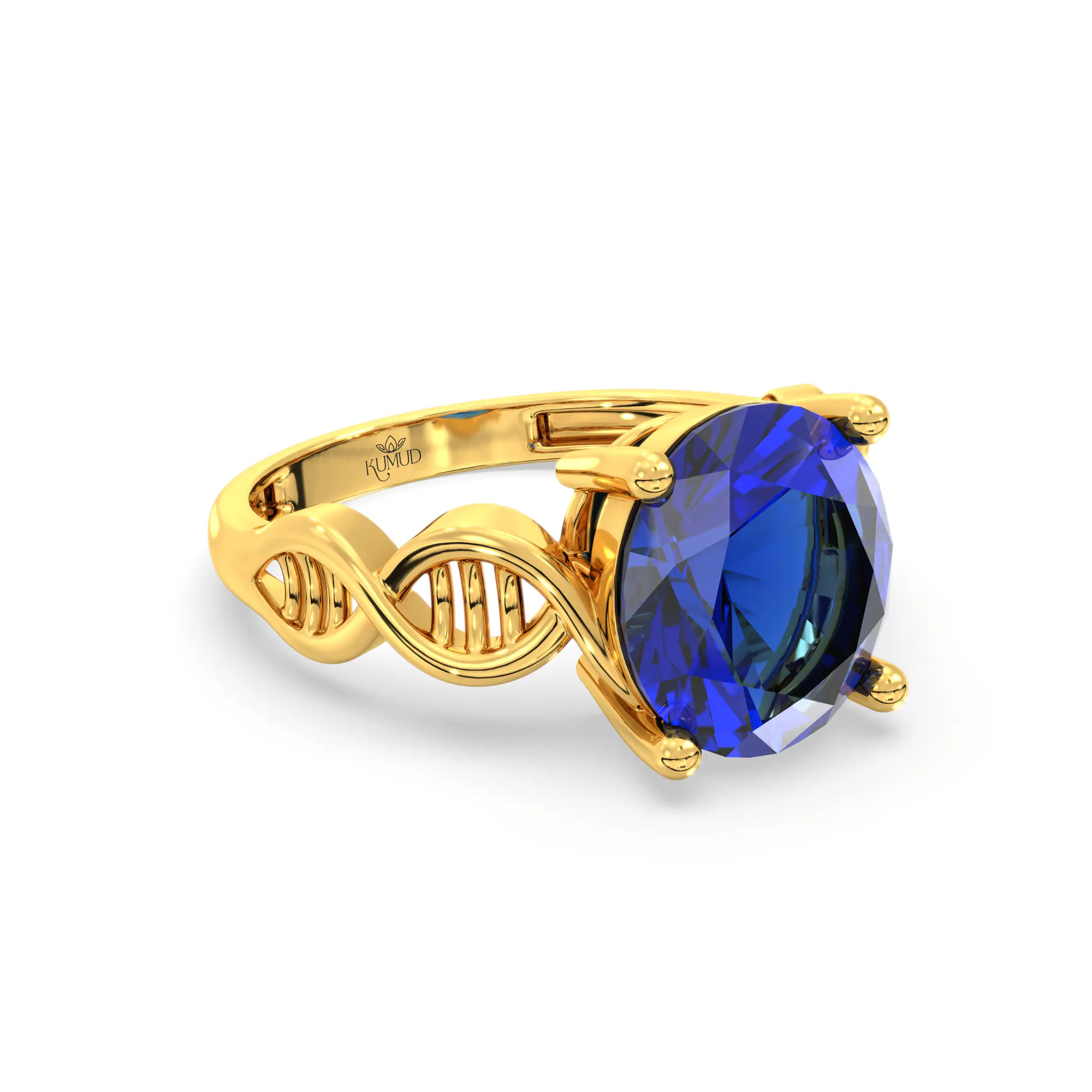 Blue Sapphire (Neelam) Ring for Women in 22K Yellow Gold – Oval 9x8 mm, Prong Setting, 4 g (Design K17A-32) thumbnail