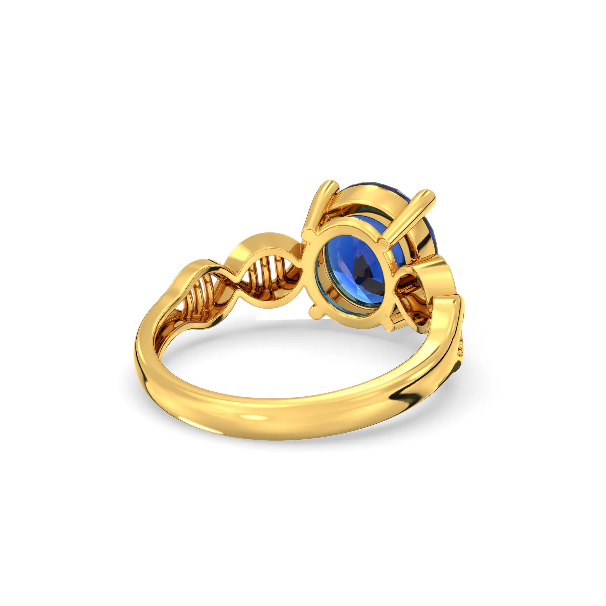 Blue Sapphire (Neelam) Ring for Women in 22K Yellow Gold – Oval 9x8 mm, Prong Setting, 4 g (Design K17A-32) thumbnail