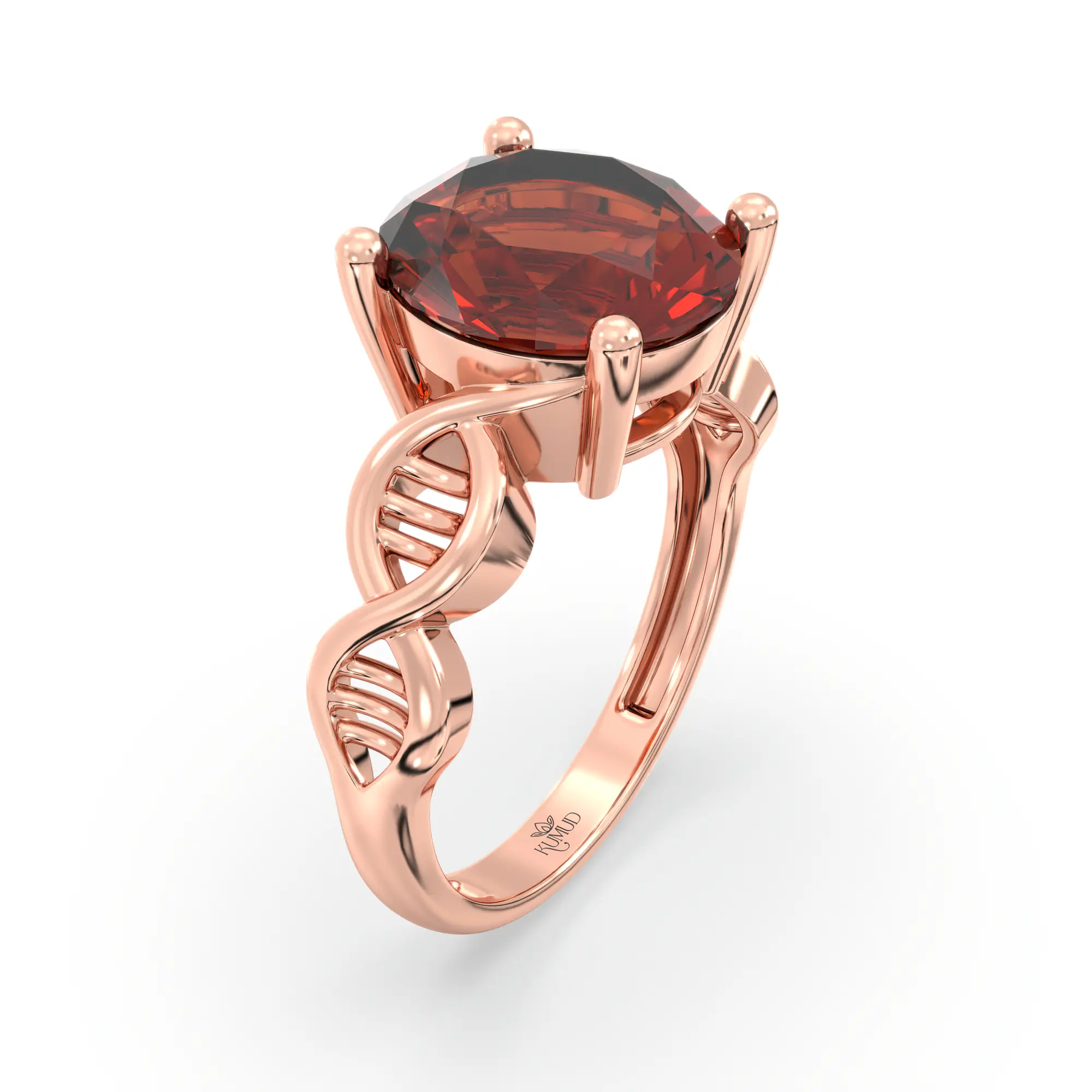 Hessonite (Gomed) Ring for Women in 18K Rose Gold – Oval 9x8 mm, Prong Setting, 4 g (Design K17A-32) thumbnail