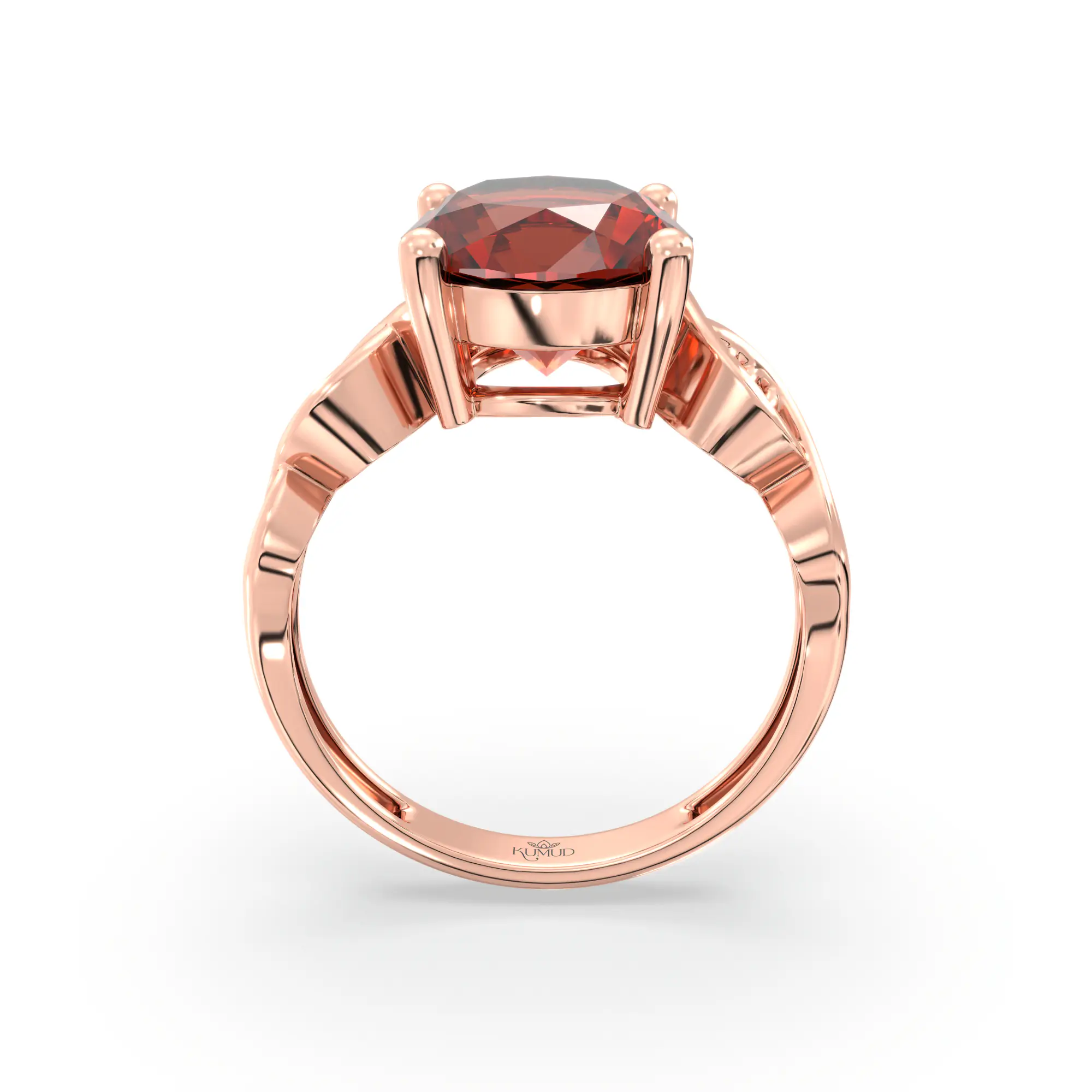 Hessonite (Gomed) Ring for Women in 18K Rose Gold – Oval 9x8 mm, Prong Setting, 4 g (Design K17A-32) thumbnail