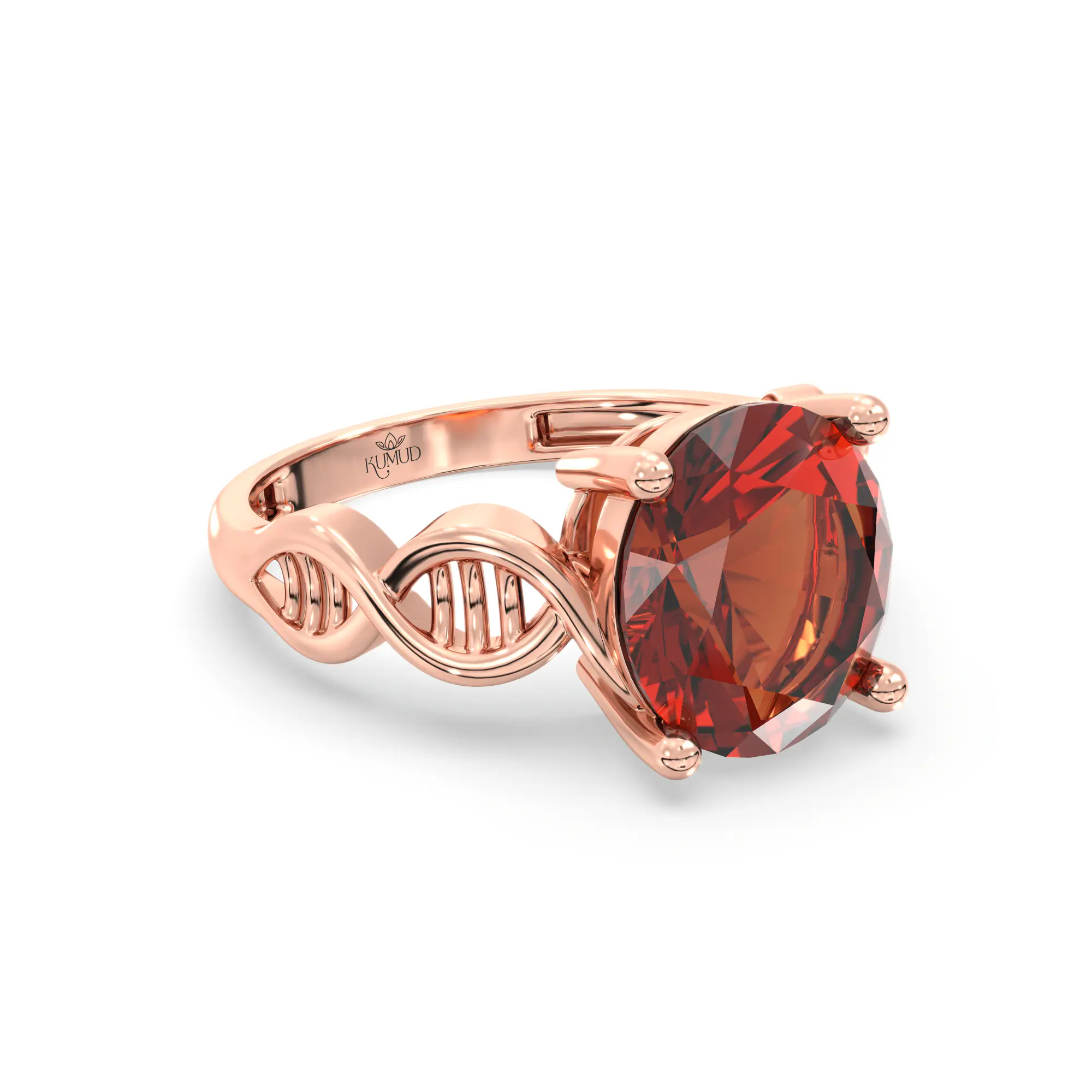 Hessonite (Gomed) Ring for Women in 18K Rose Gold – Oval 9x8 mm, Prong Setting, 4 g (Design K17A-32) thumbnail