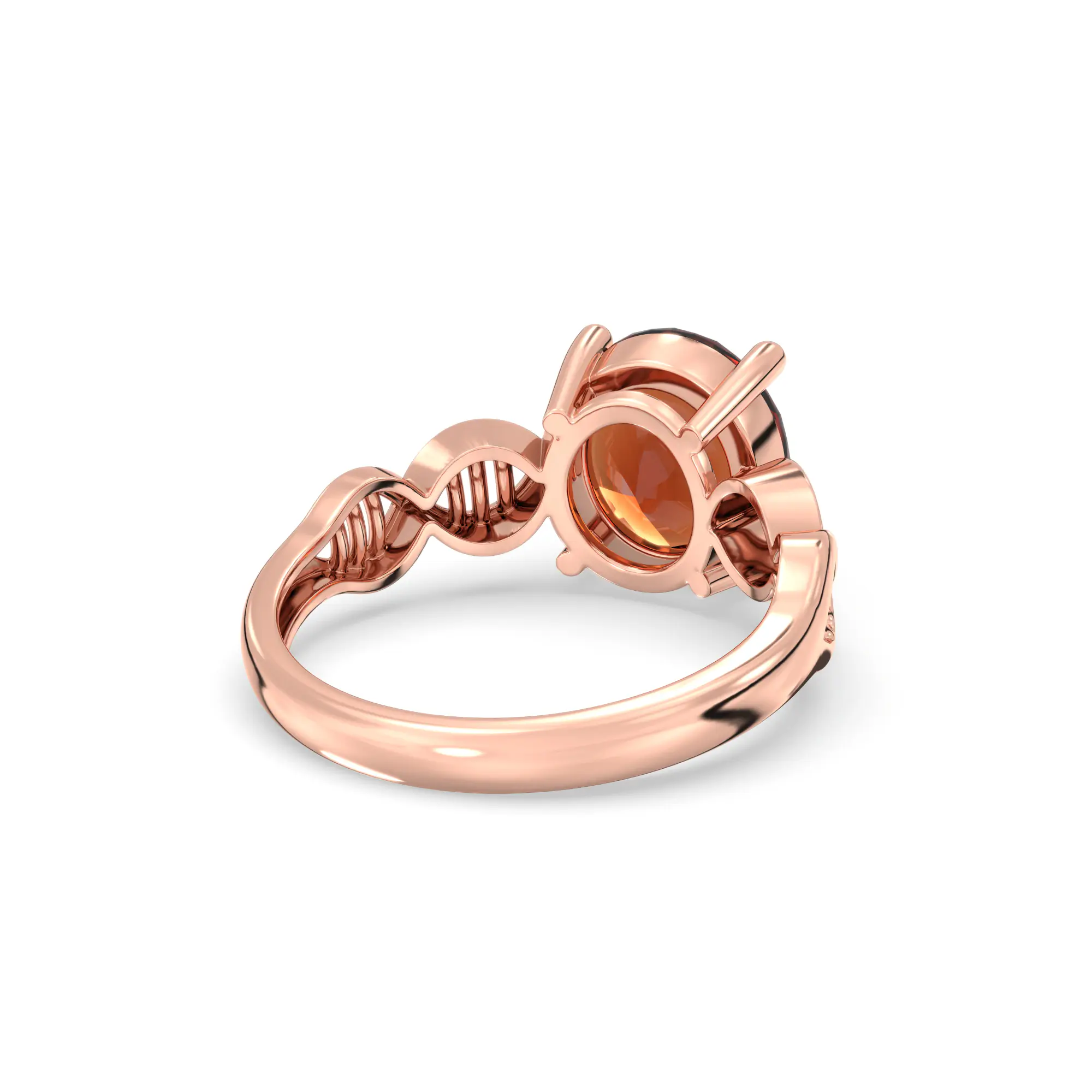 Hessonite (Gomed) Ring for Women in 18K Rose Gold – Oval 9x8 mm, Prong Setting, 4 g (Design K17A-32) thumbnail