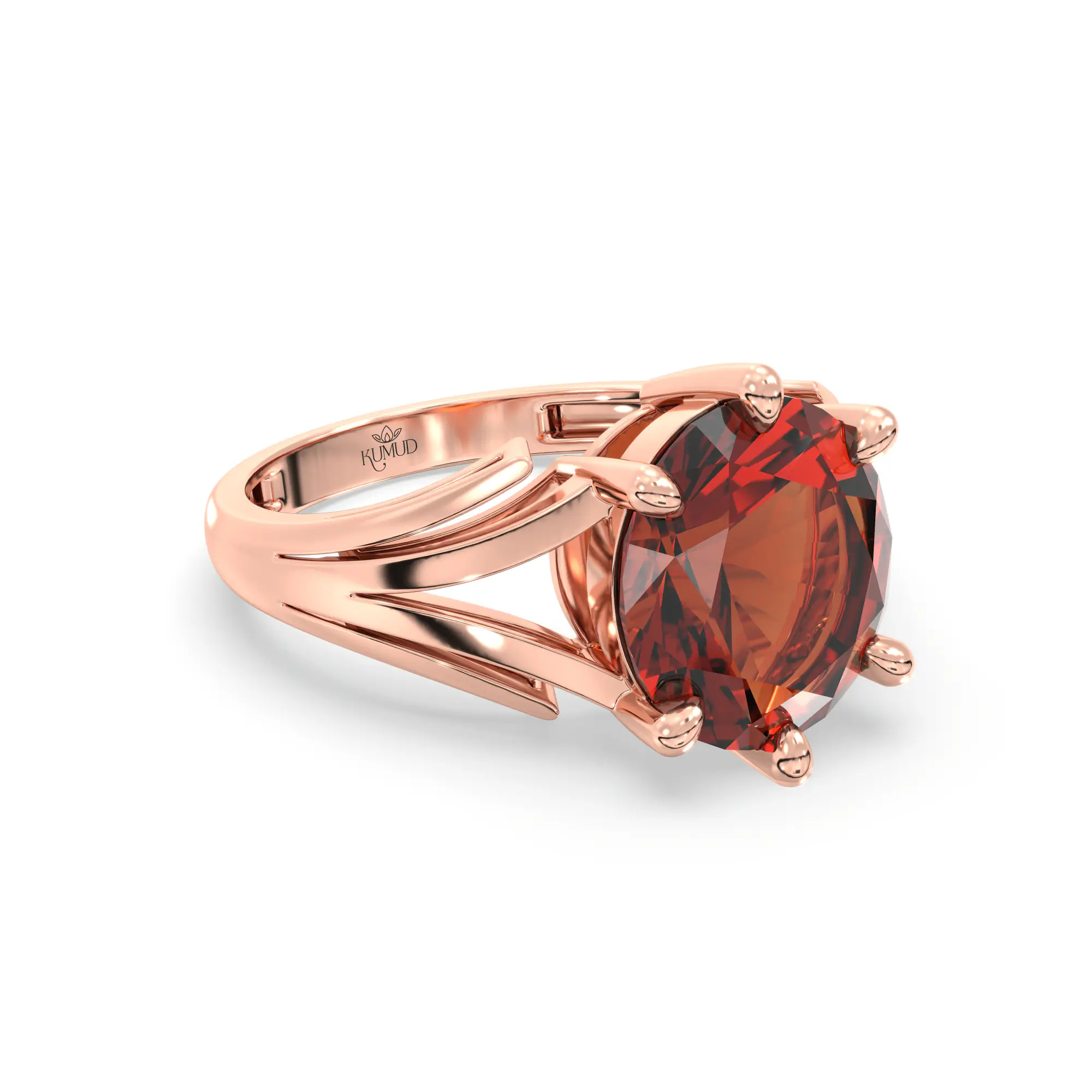 Hessonite (Gomed) Ring for Women in 18K Rose Gold – Oval 9x8 mm, Prong Setting, 4 g (Design K17A-33) thumbnail