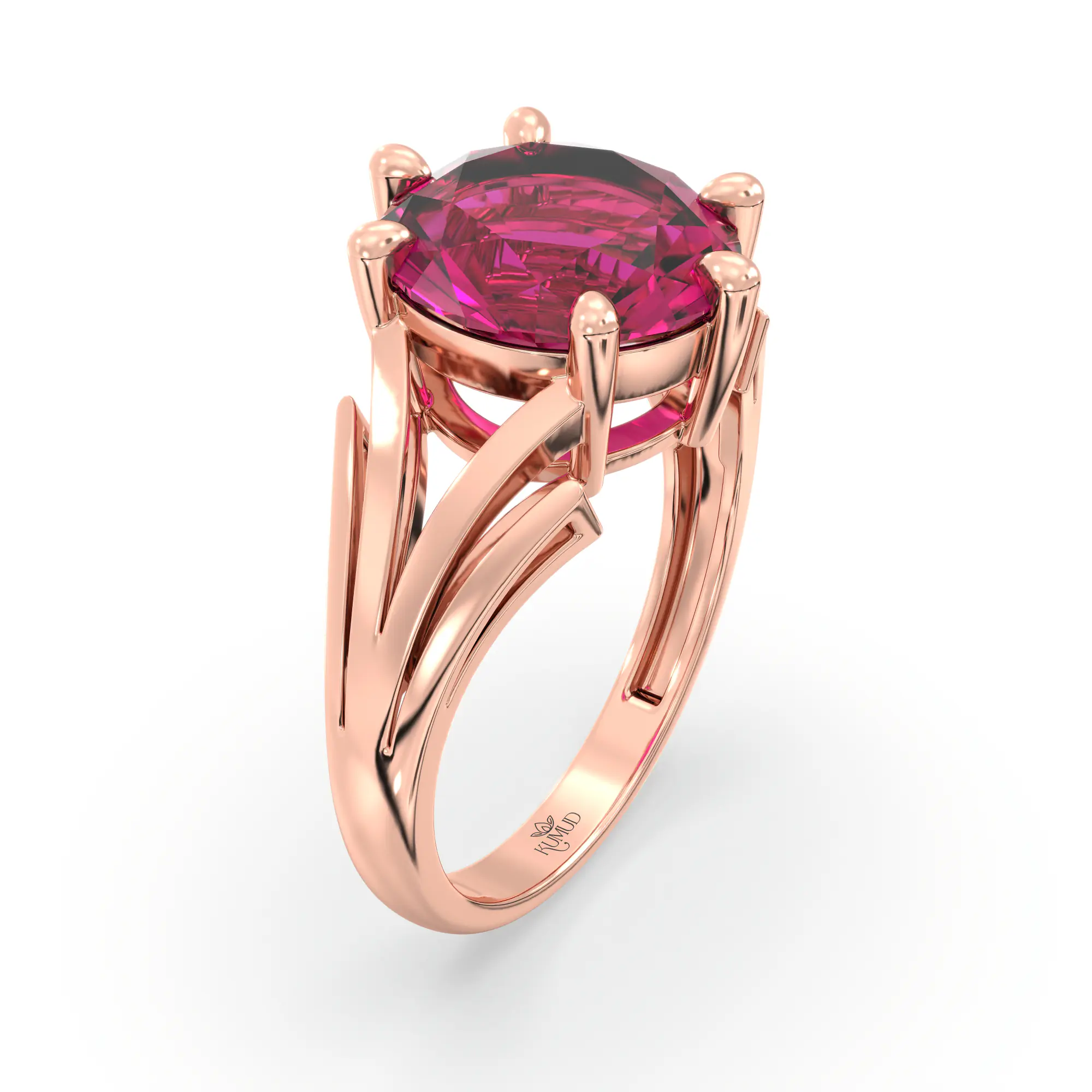 Ruby (Manik) Ring for Women in 18K Rose Gold – Oval 9x8 mm, Prong Setting, 4 g (Design K17A-33) thumbnail
