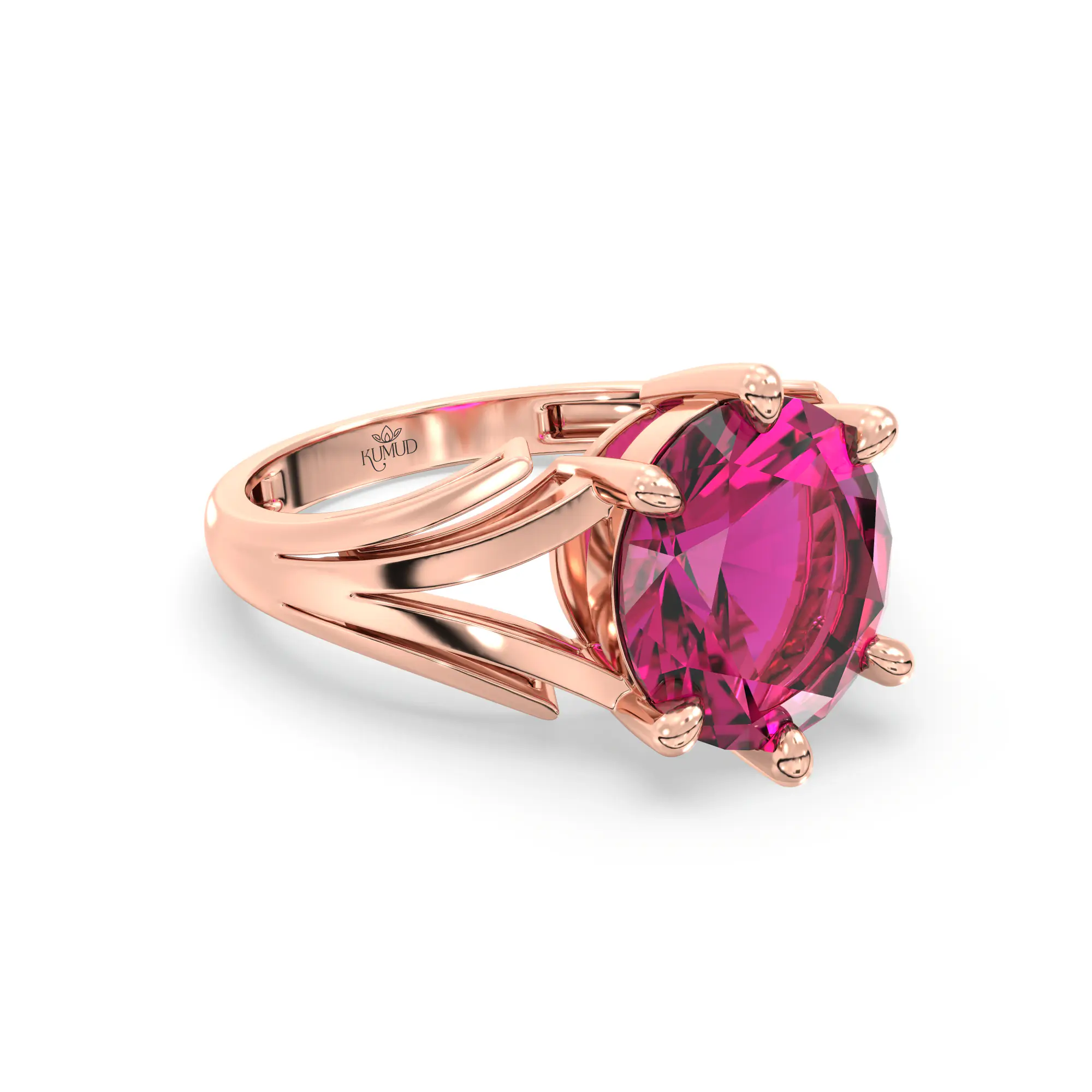 Ruby (Manik) Ring for Women in 18K Rose Gold – Oval 9x8 mm, Prong Setting, 4 g (Design K17A-33) thumbnail