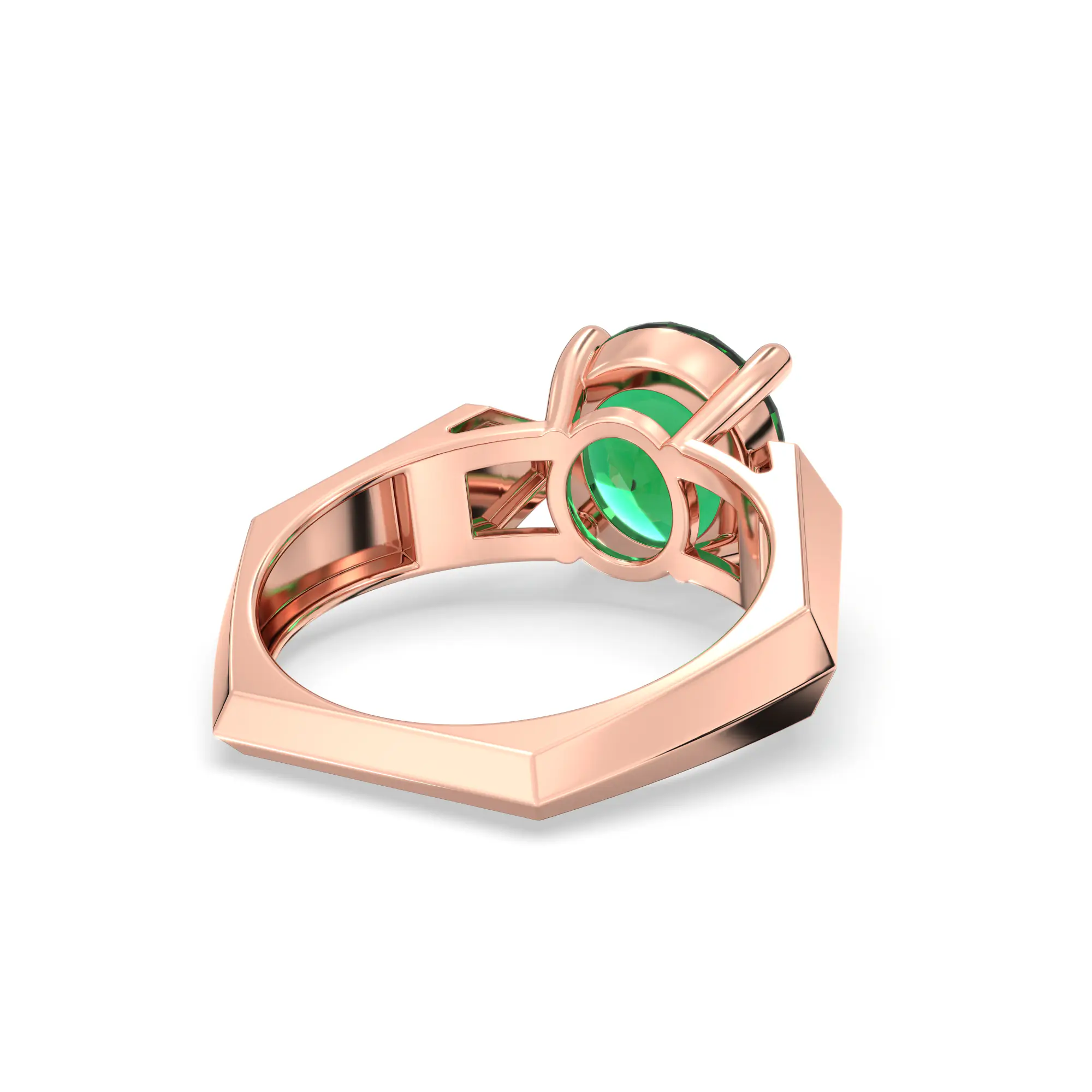 Emerald (Panna) Ring for Women in 18K Rose Gold – Oval 9x8 mm, Prong Setting, 6 g (Design K17A-34) thumbnail